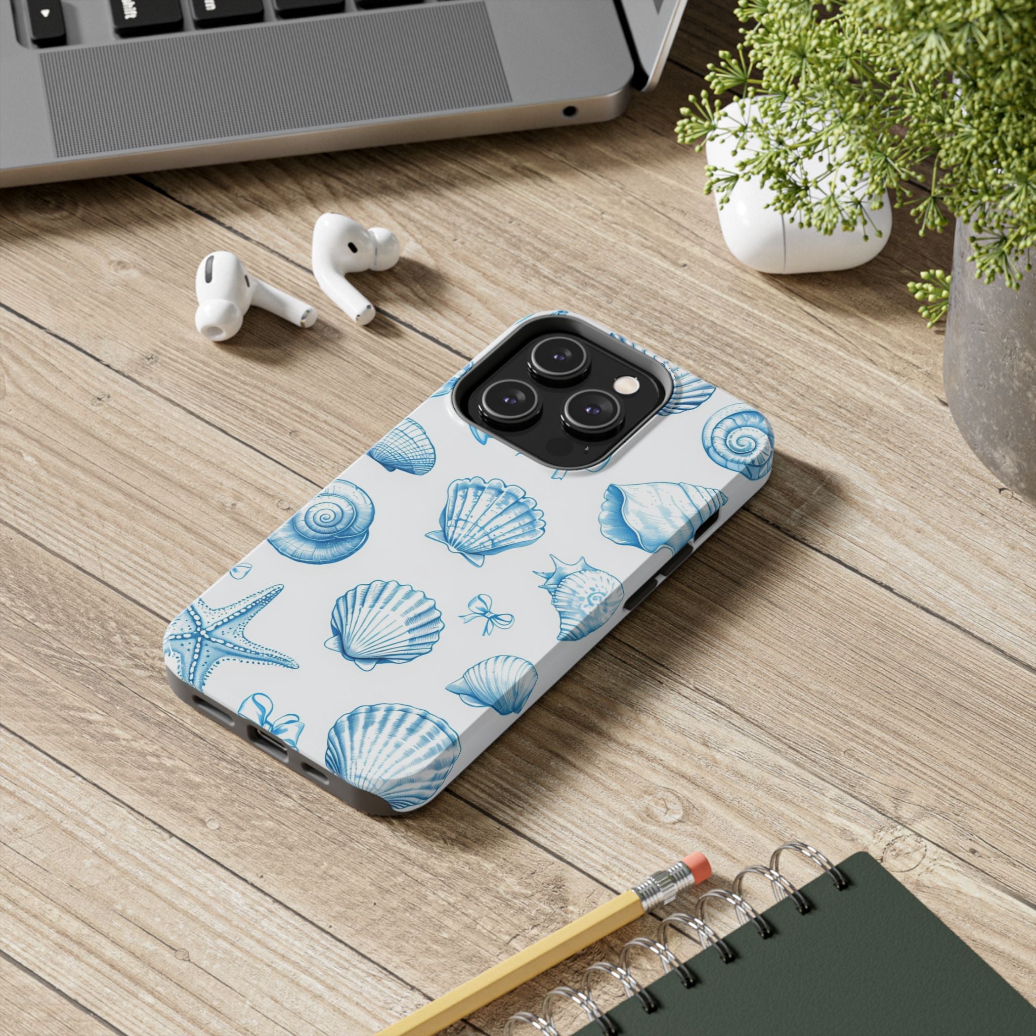 Seashell Blue Tough Phone Case – Coastal Shell Pattern Protective Cover