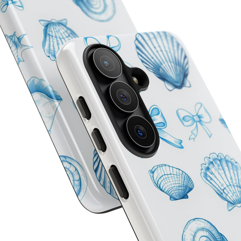 Seaside Shells Phone Case — Blue Nautical Shell & Starfish Pattern