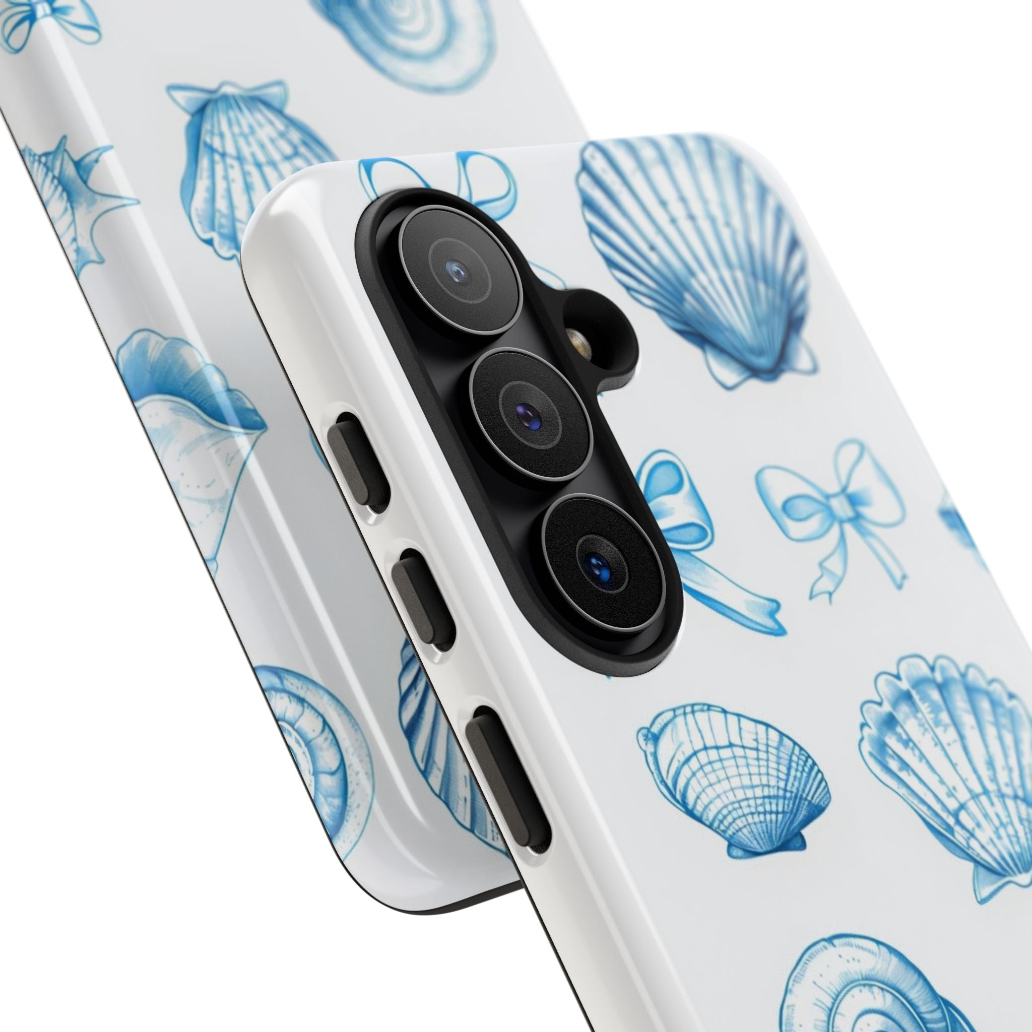 Seaside Shells Phone Case — Blue Nautical Shell & Starfish Pattern