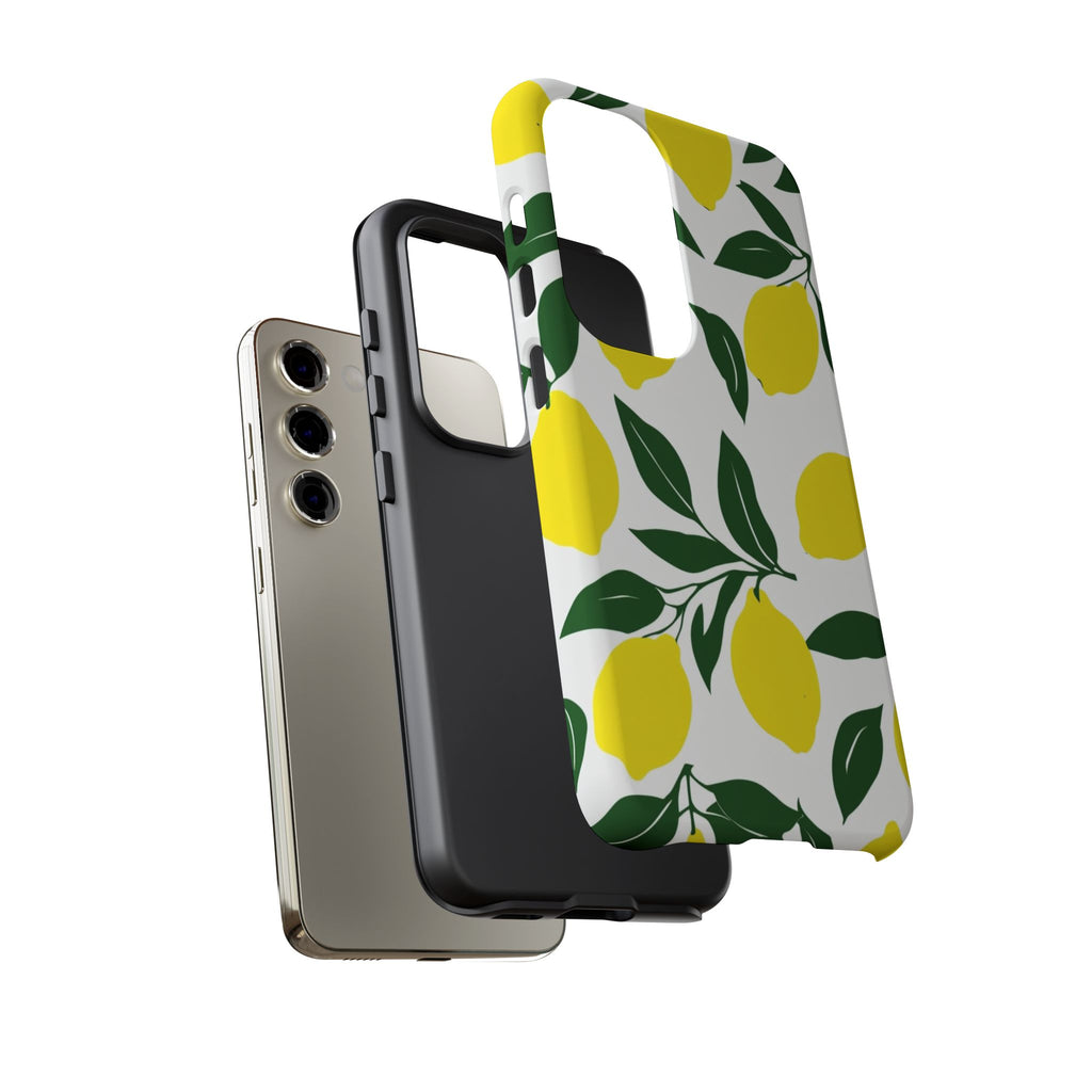 Lemon Pattern Tough Phone Case — Bright Citrus Protective Cover