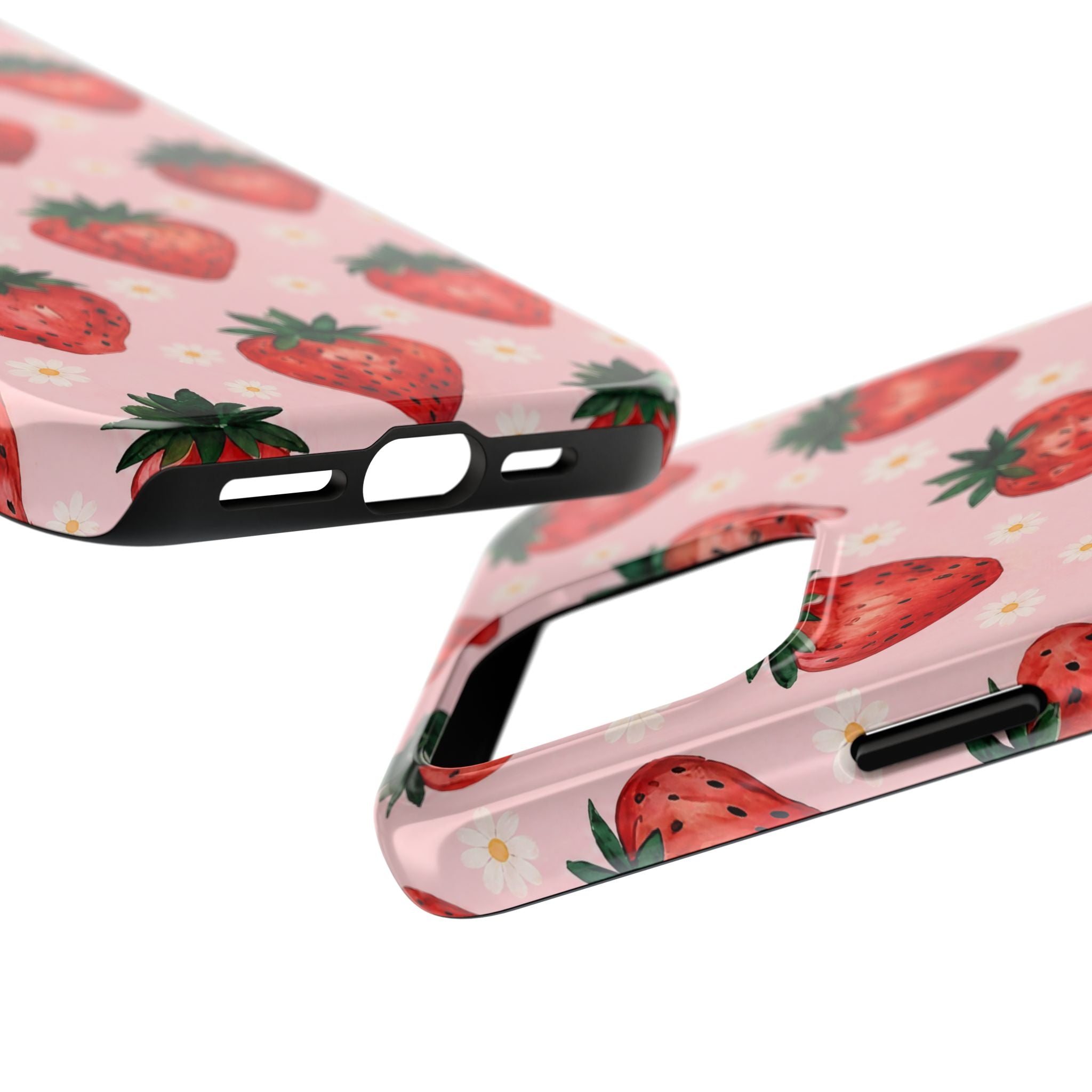 Strawberry Pattern Tough Phone Case — Cute Pink Fruit iPhone/Android Protection