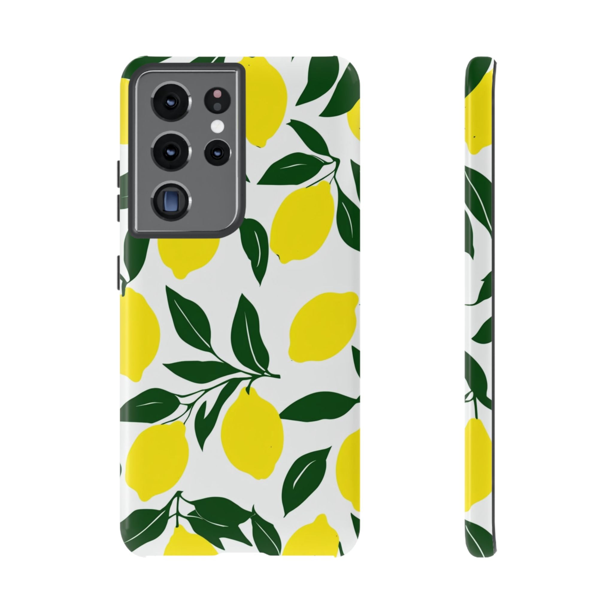 Lemon Pattern Tough Phone Case — Bright Citrus Protective Cover