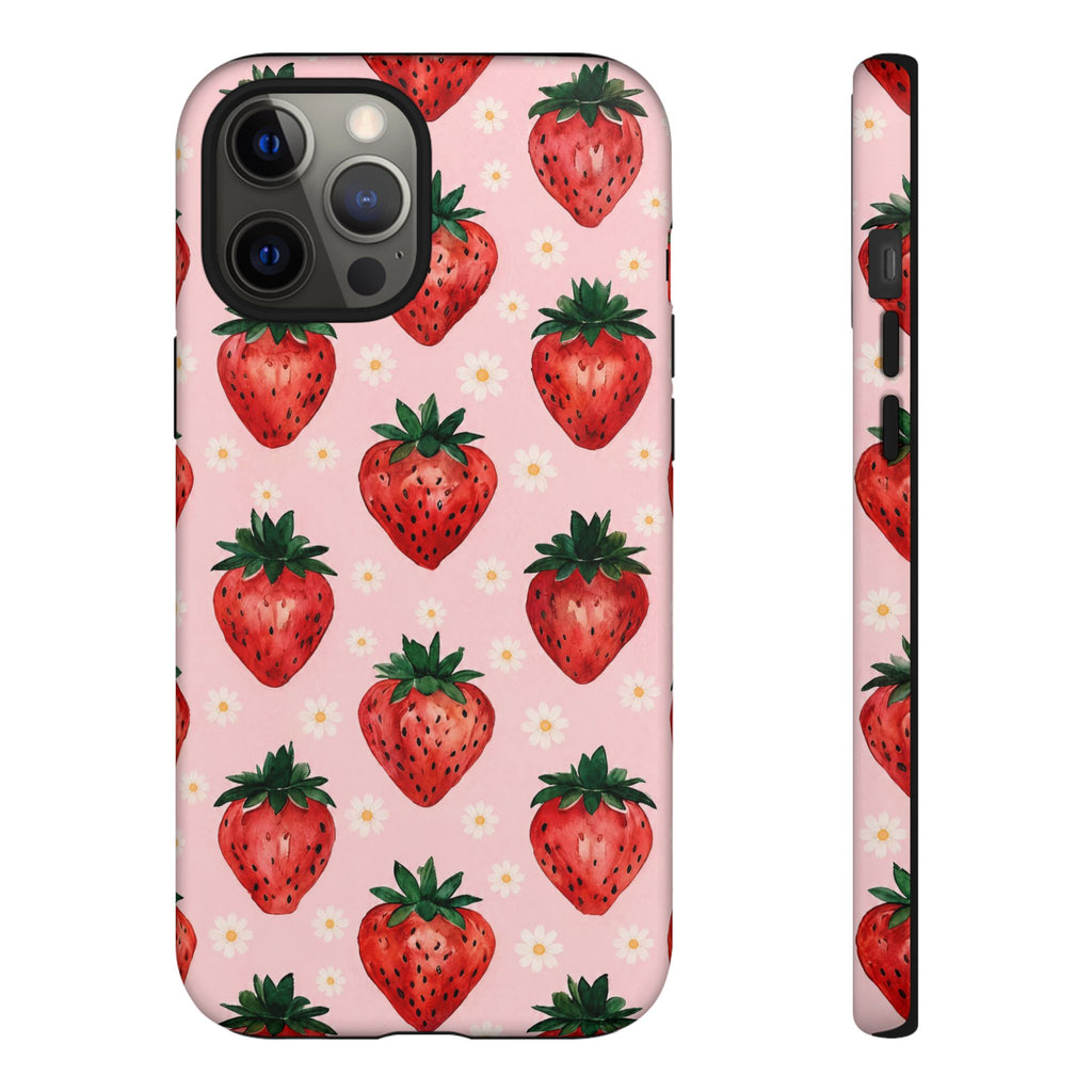 Strawberry Pattern Tough Case — Cute Pink Fruit Phone Case