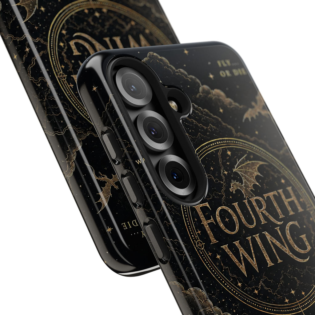 Fourth Wing Tough Phone Case — Dark Fantasy Dragon Design, 'Fly or Die' Quote