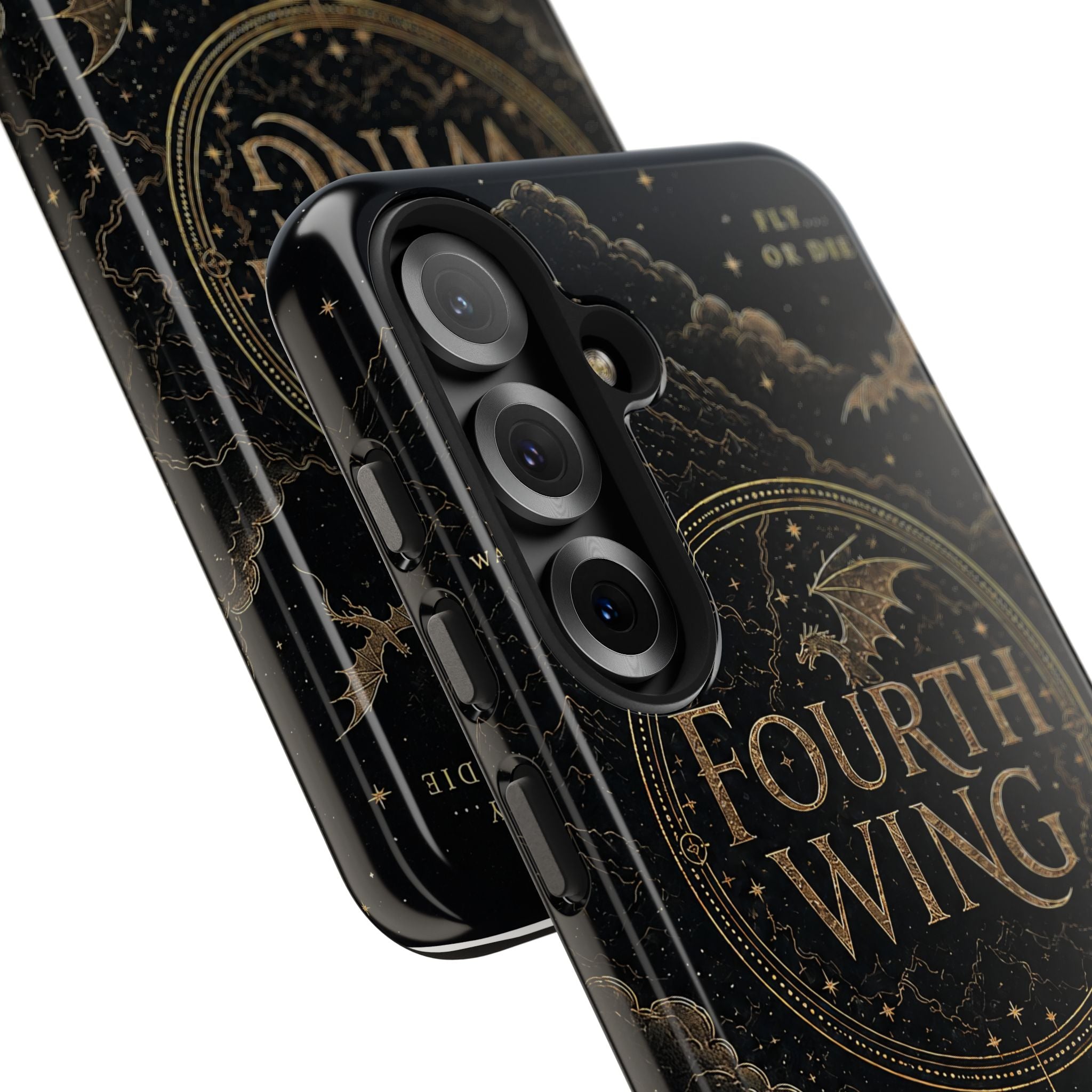 Fourth Wing Tough Phone Case — Dark Fantasy Dragon Design, 'Fly or Die' Quote