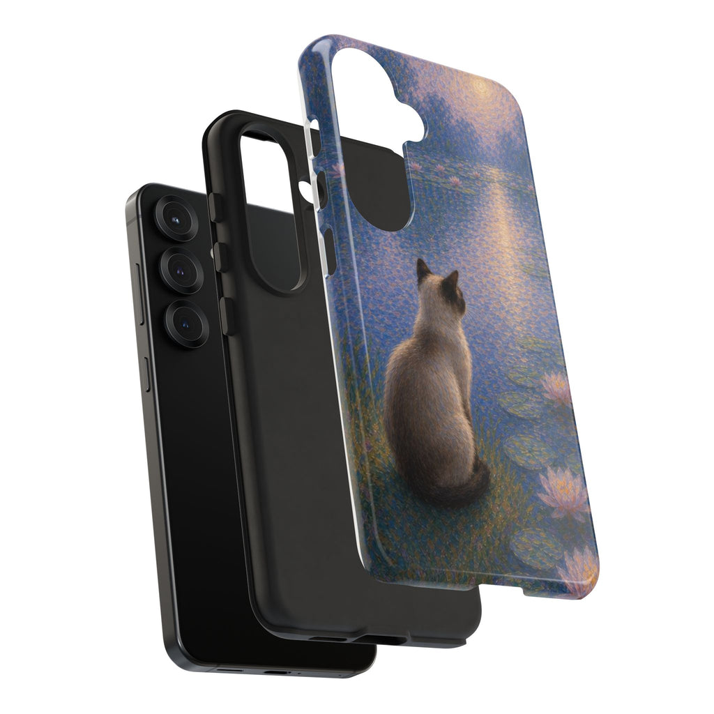 Cat Moonlight Phone Case — Serene Siamese by Lily Pond