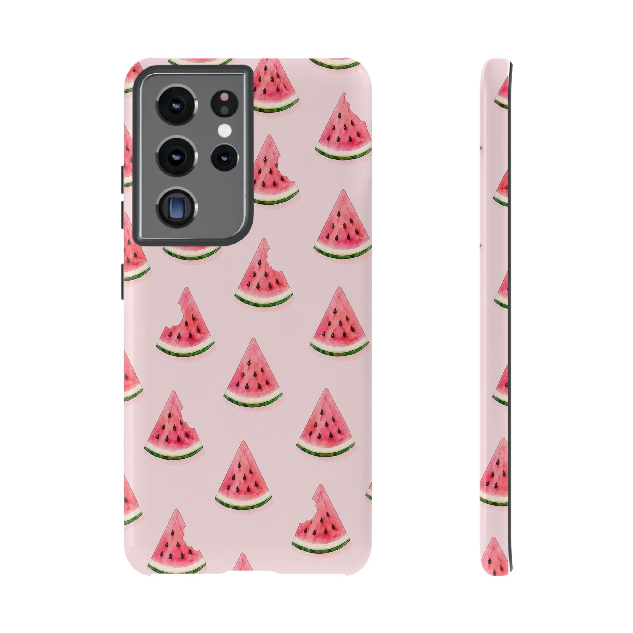 Watermelon Pattern Tough Phone Case — Pink Fruit Slice Protective Case