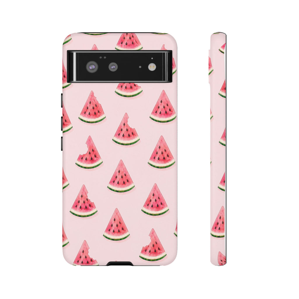 Watermelon Pattern Tough Phone Case — Pink Fruit Slice Protective Case