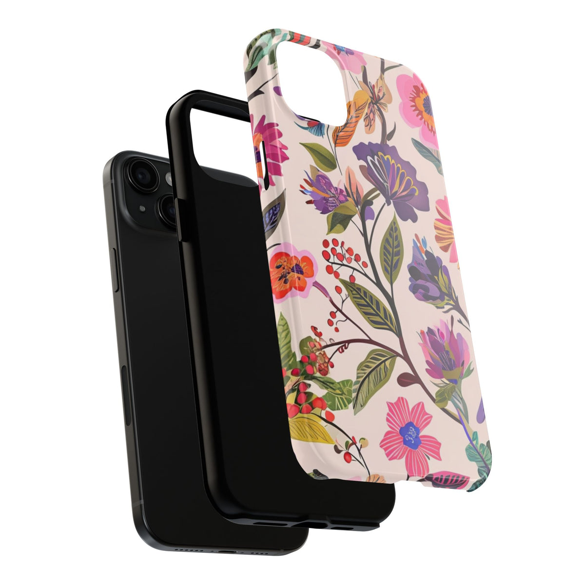 Floral Tough Phone Case – Colorful Botanical Flower Design