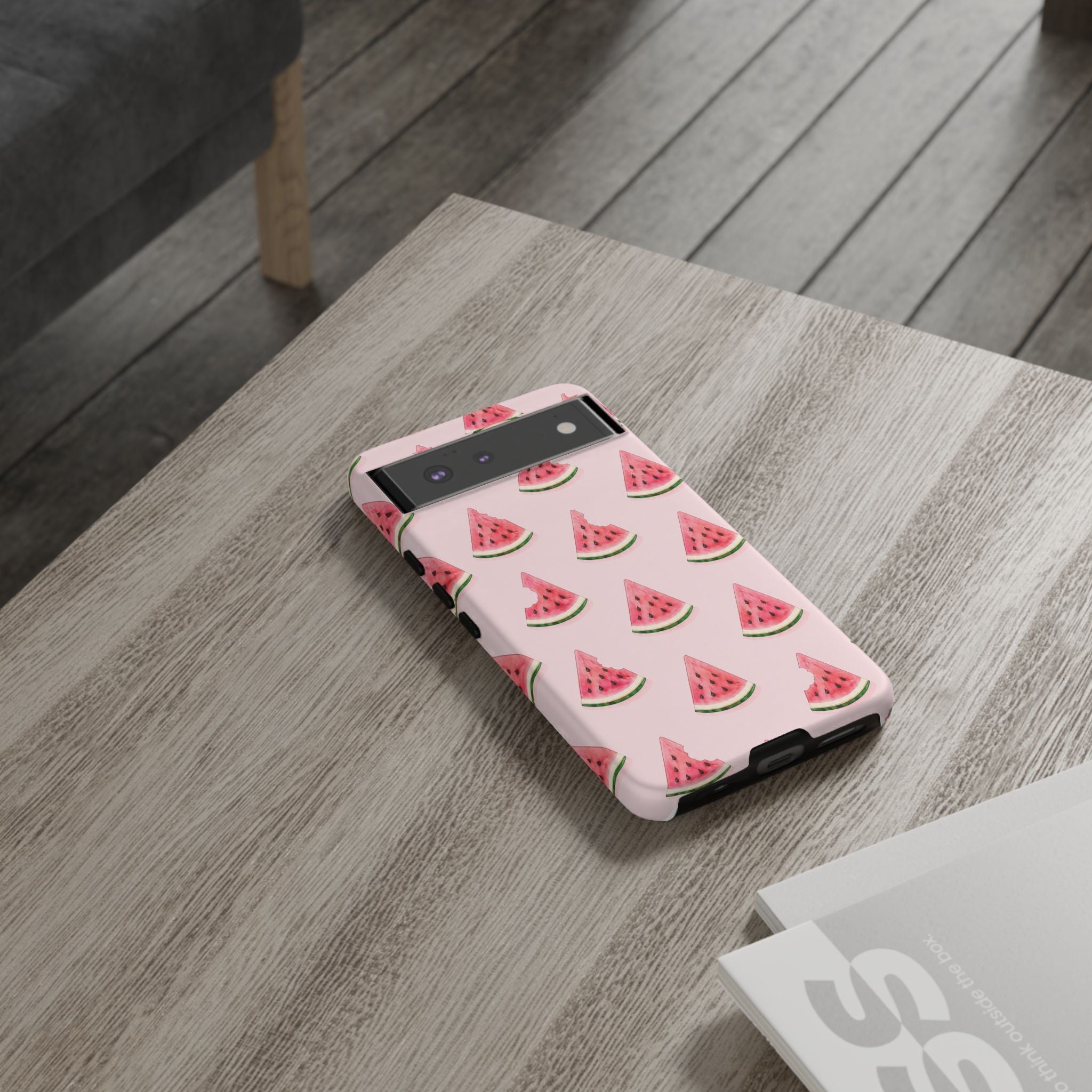 Watermelon Pattern Tough Phone Case — Pink Fruit Slice Protective Case