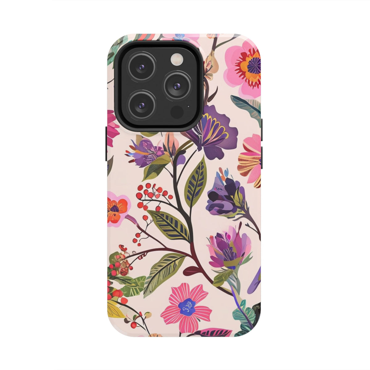 Floral Tough Phone Case – Colorful Botanical Flower Design