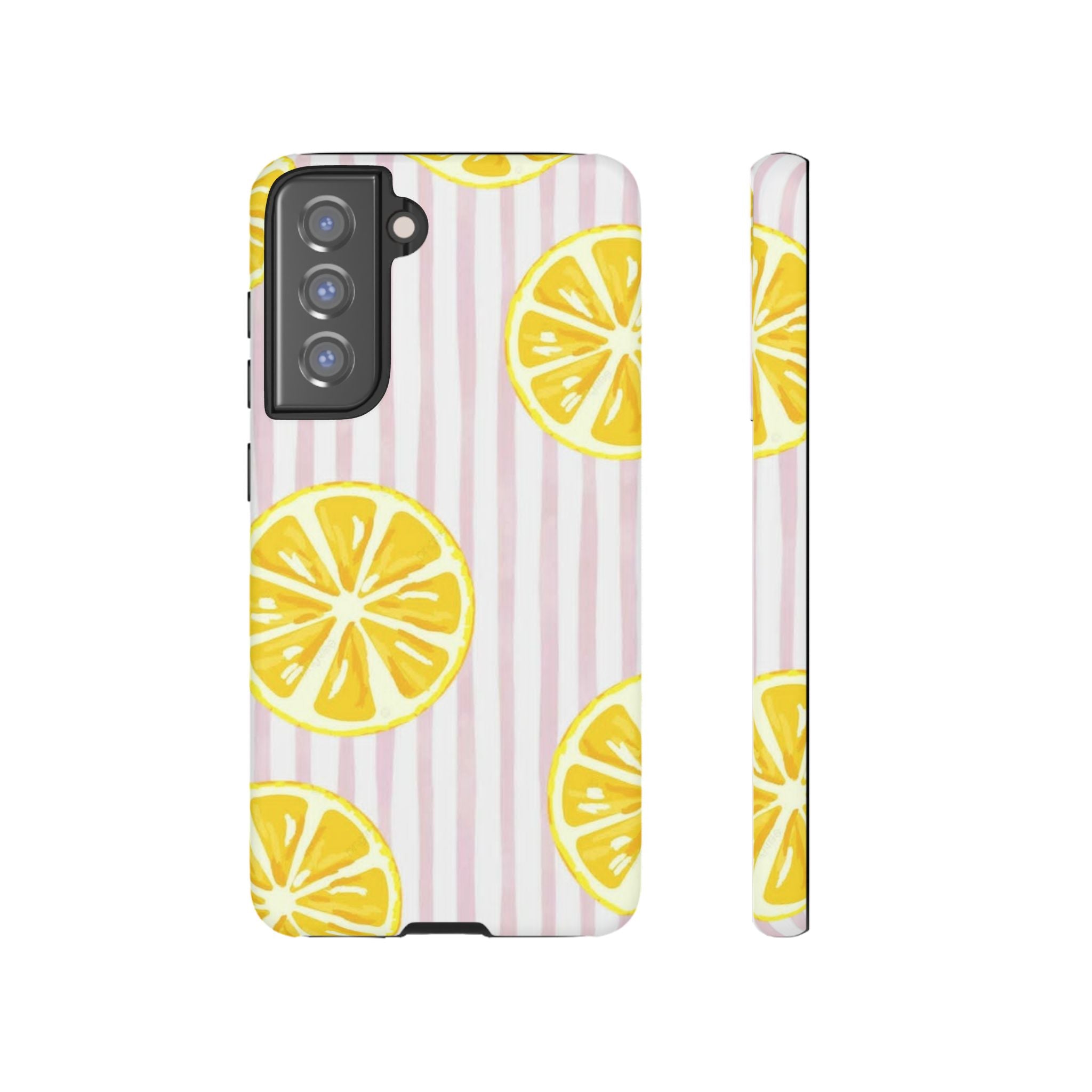 Lemon Slices Tough Case — Cute Pink Stripe Phone Cover