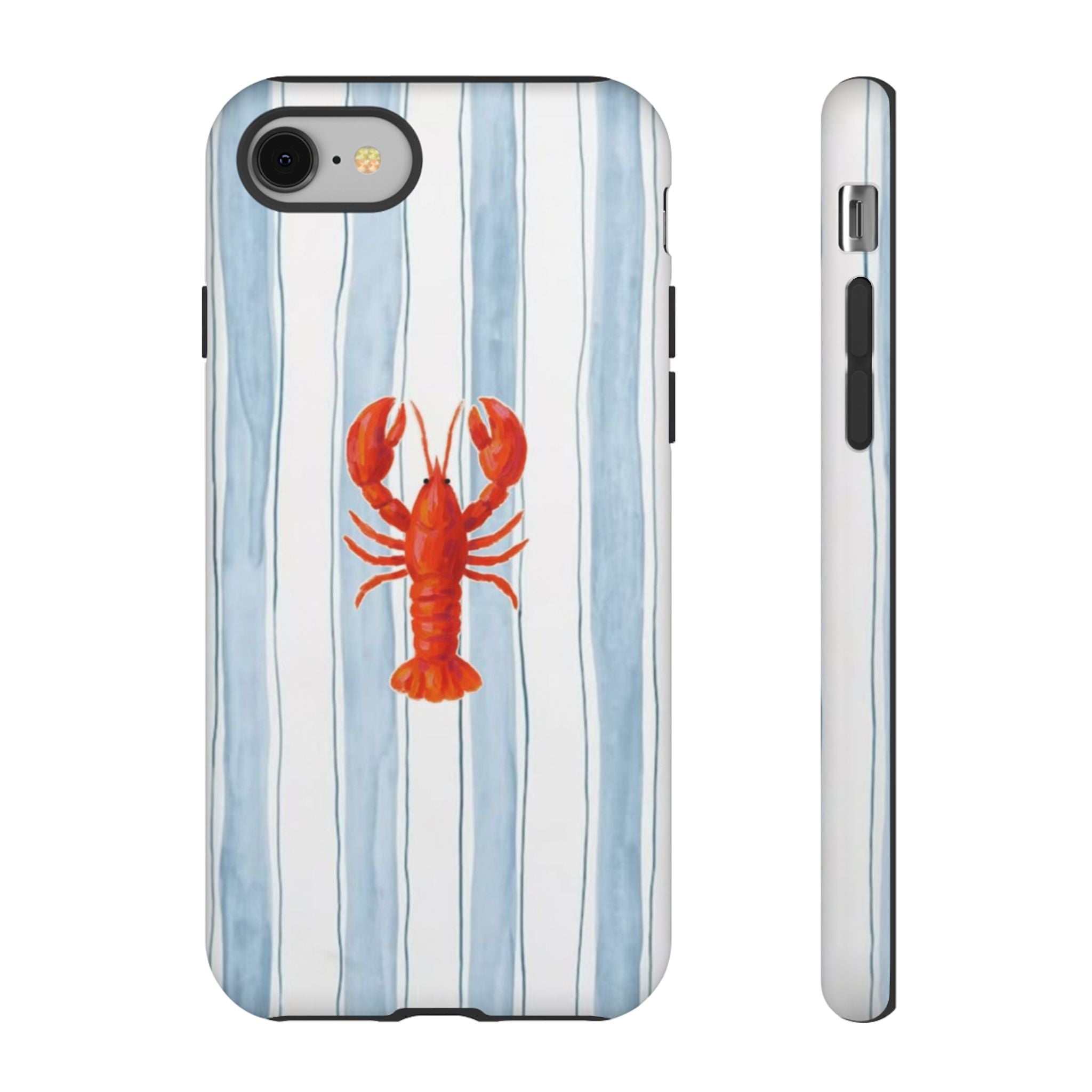 Lobster Stripe Phone Case — Nautical Blue & White Protective Cover