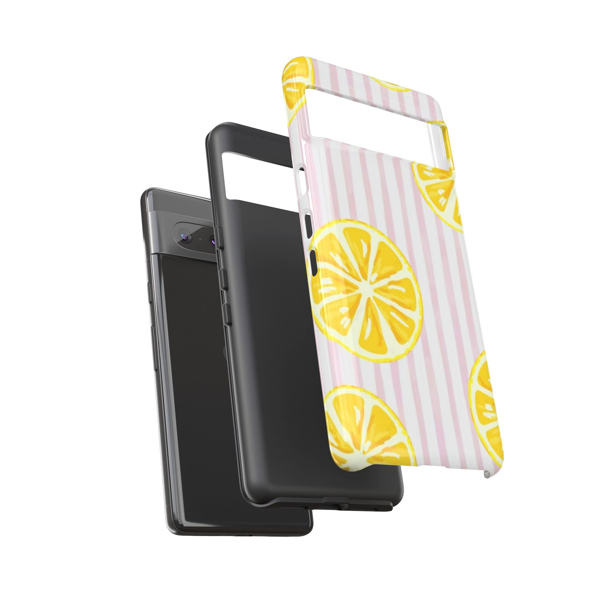 Lemon Slices Tough Case — Cute Pink Stripe Phone Cover