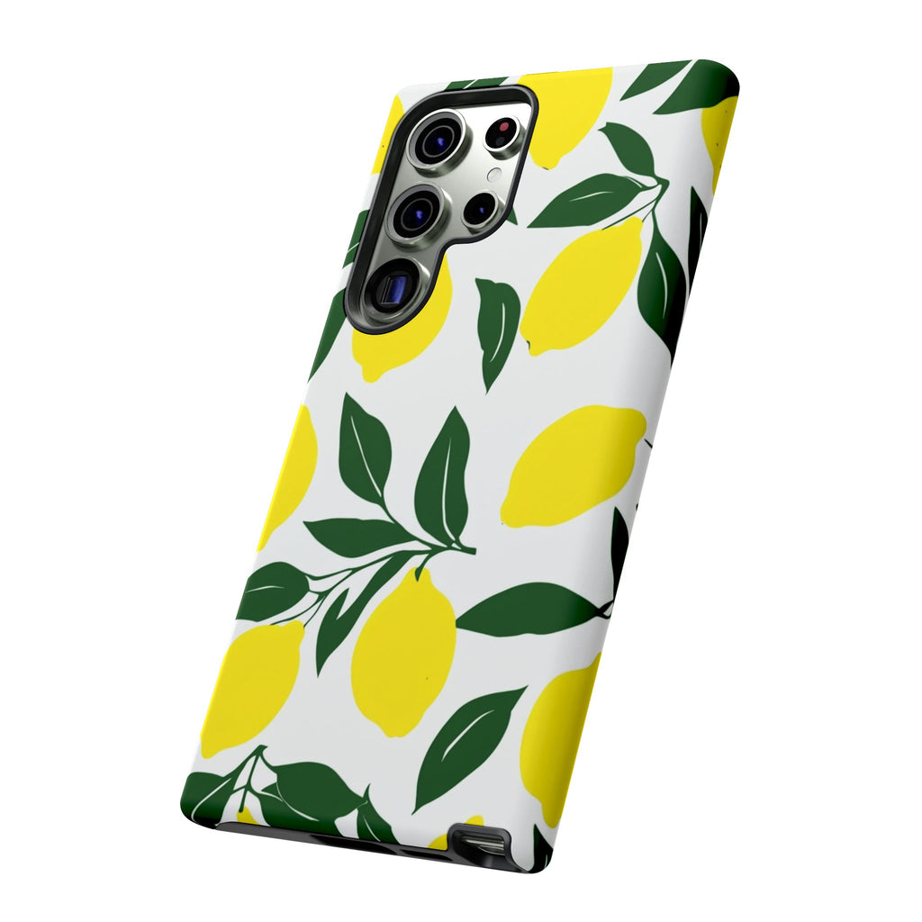Lemon Pattern Tough Phone Case — Bright Citrus Protective Cover