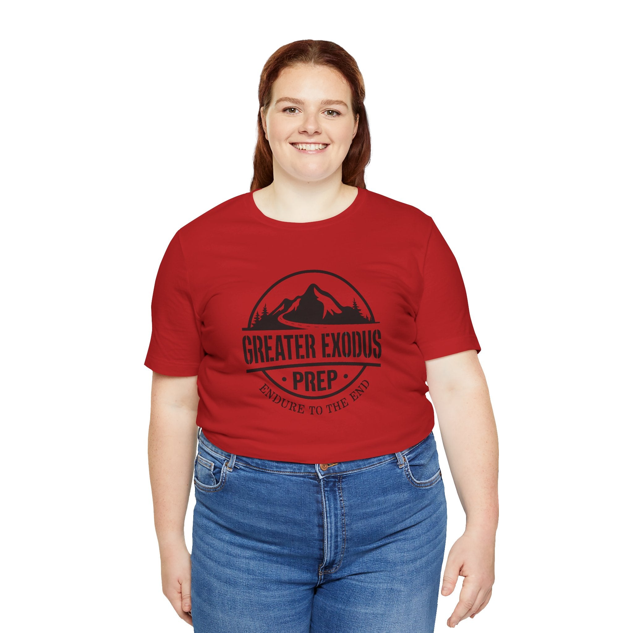 Greater Exodus Prep T-Shirt — Mountain Logo “Endure to the End” Adventure Tee