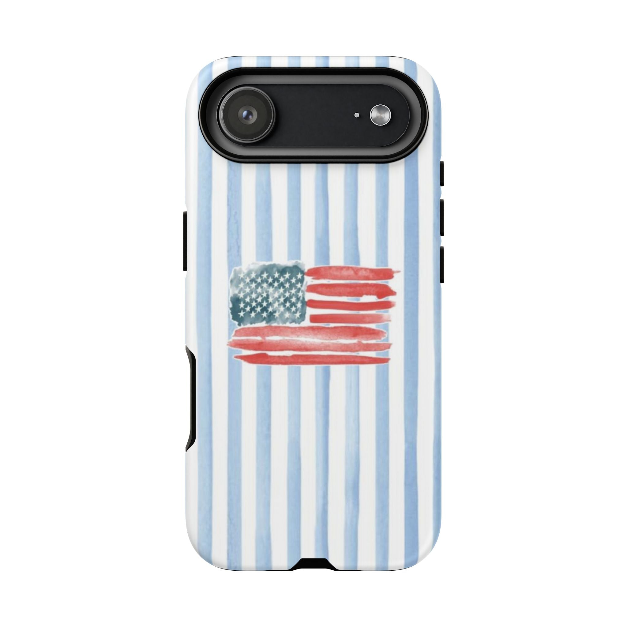 American Flag Watercolor Phone Case - Blue Stripe Tough Case