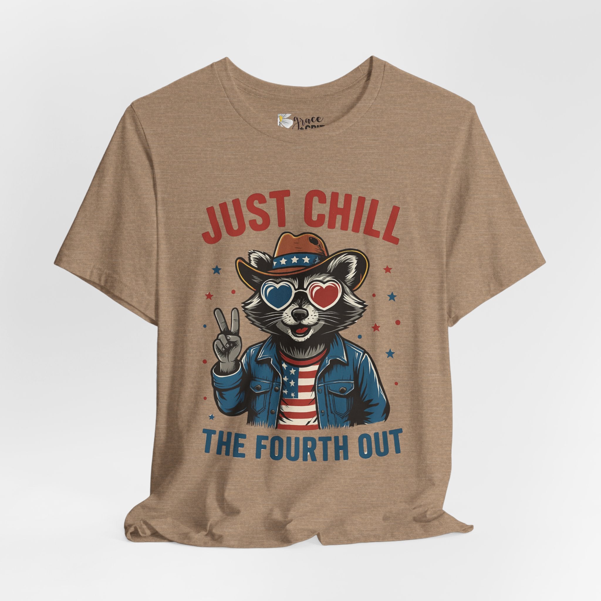 Just Chill The Fourth Out Tee — Patriotic Raccoon 4th of July T-Shirt