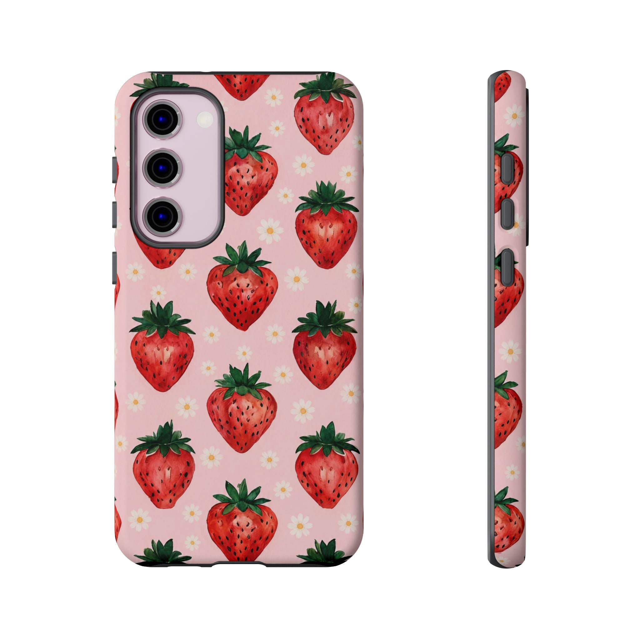 Strawberry Pattern Tough Case — Cute Pink Fruit Phone Case