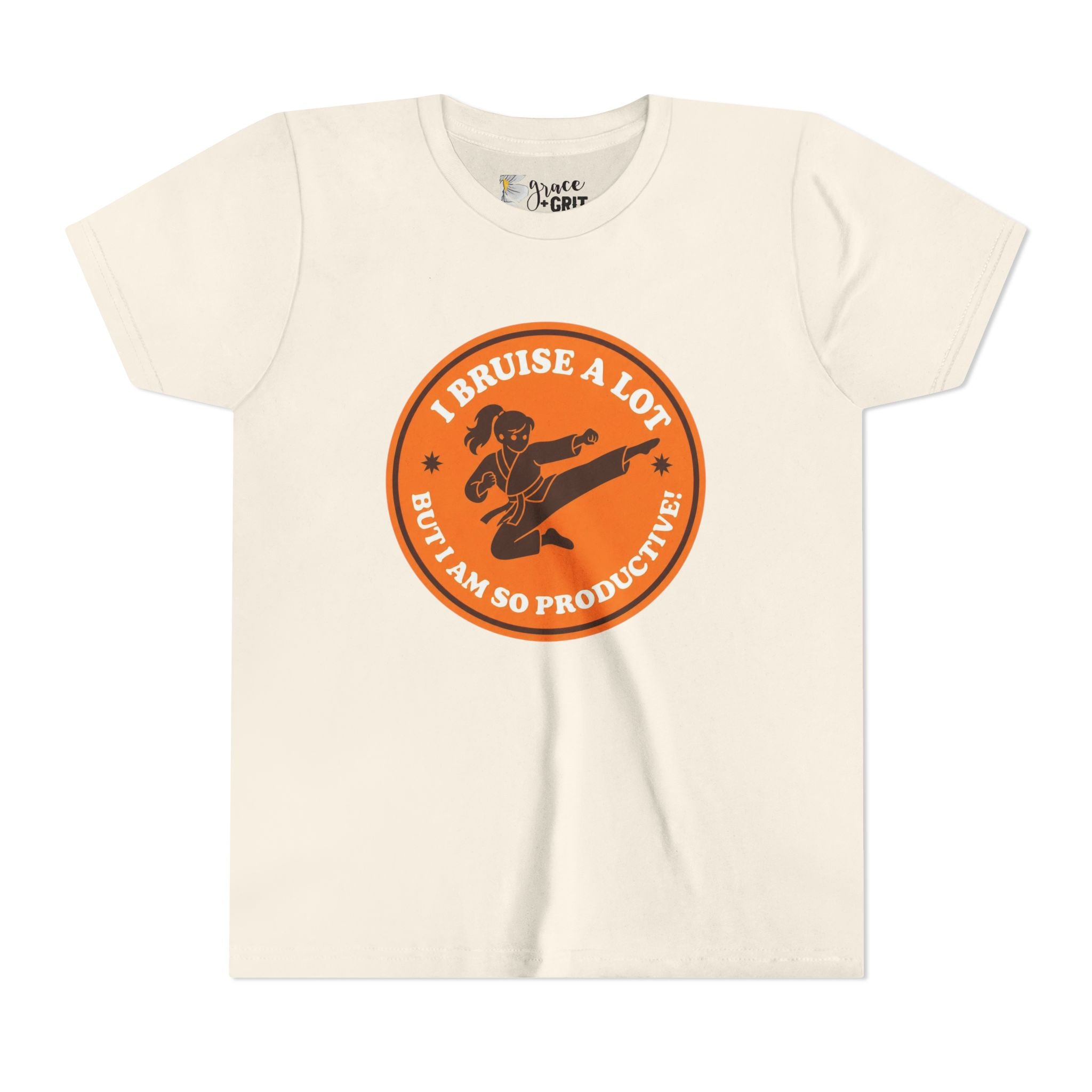 Youth Tee – "I Bruise a Lot But I Am So Productive" Martial Arts Graphic