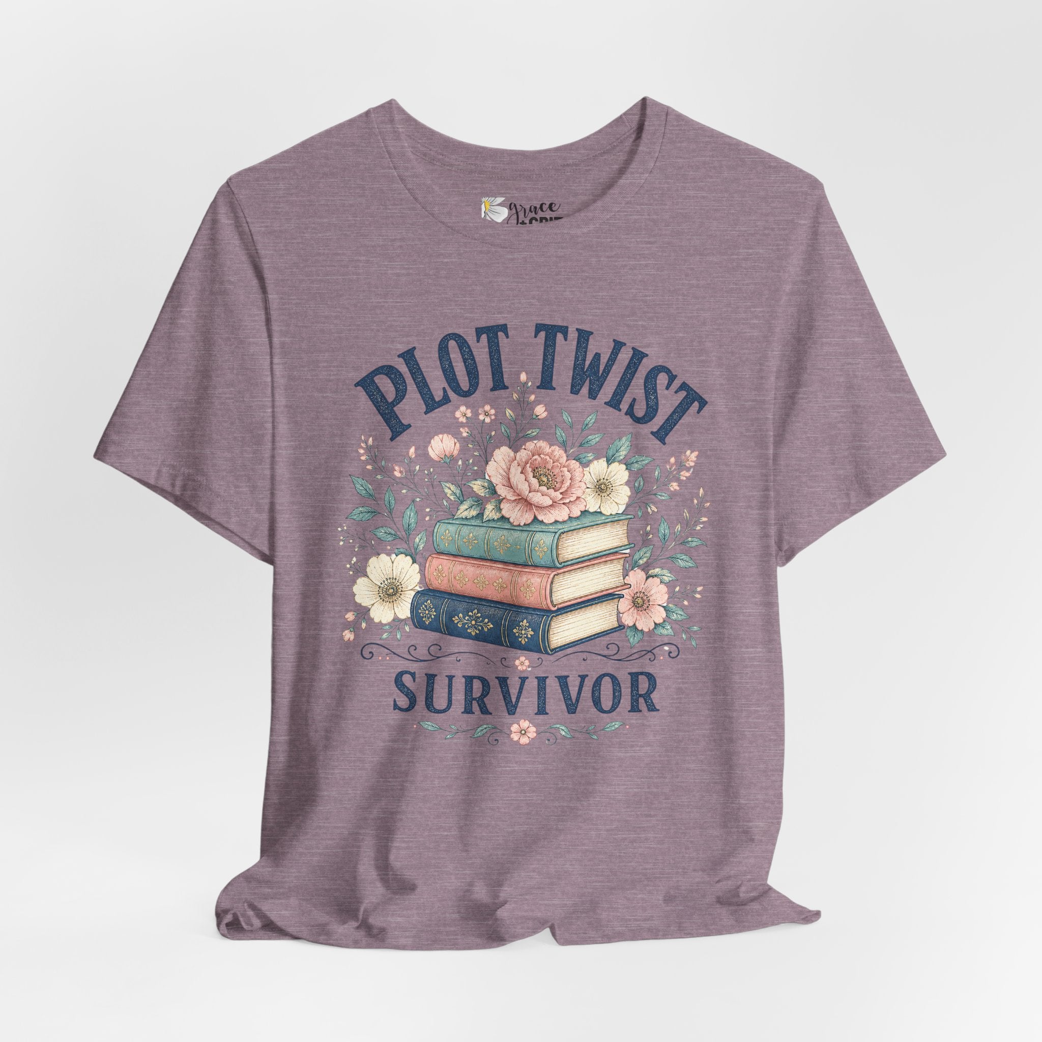 Plot Twist Survivor Tee — Floral Books Graphic T-Shirt for Book Lovers