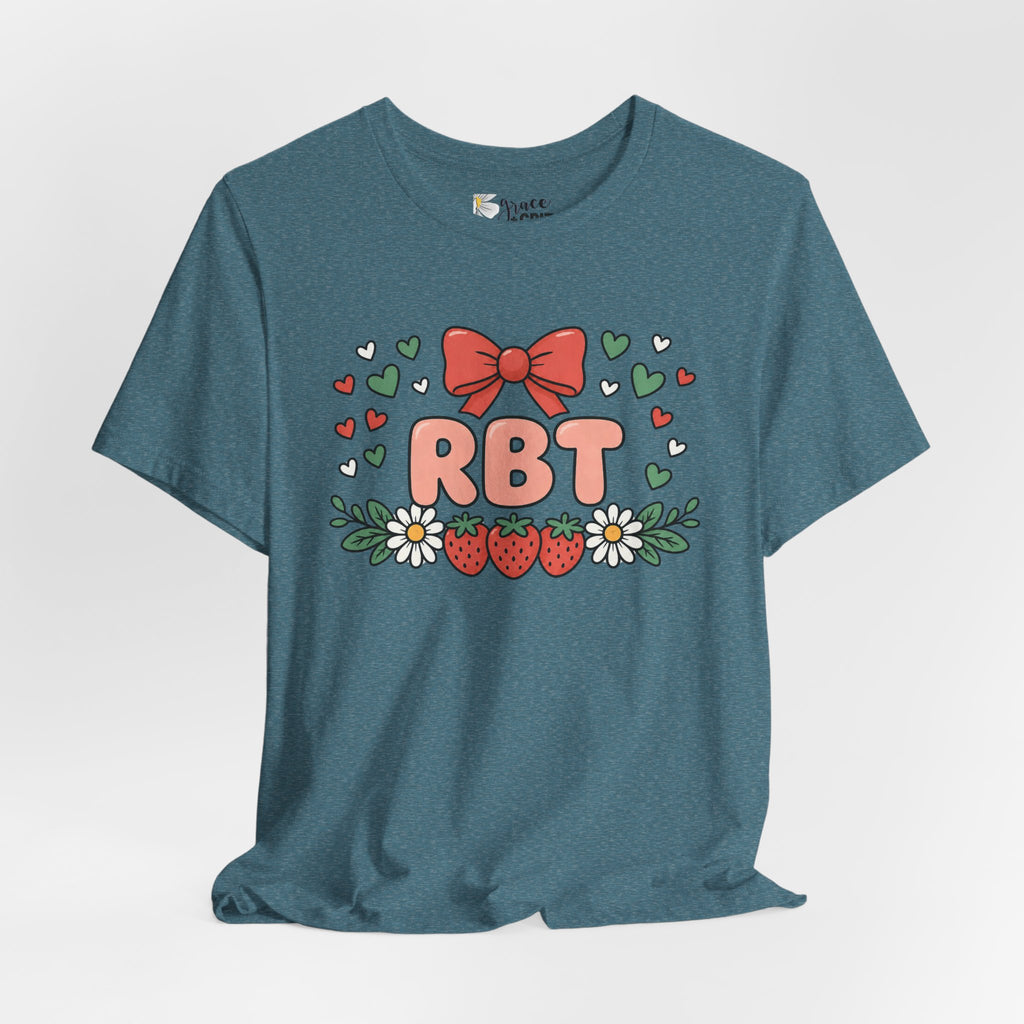 Strawberry Bow RBT Tee — Cute Floral Graphic T-Shirt