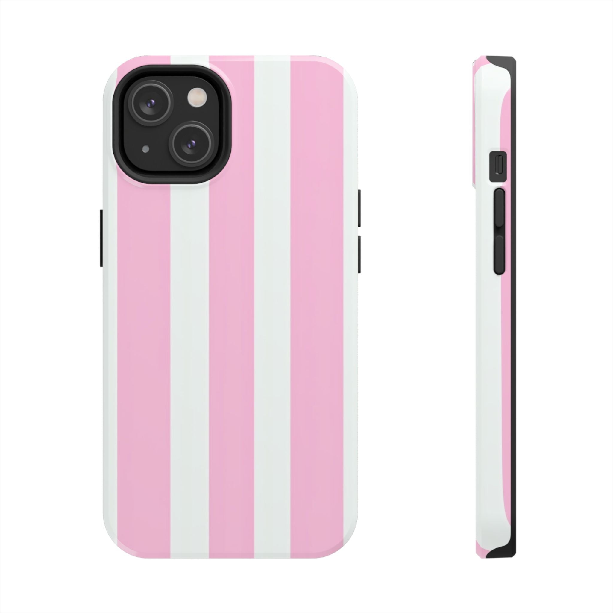 Pink & White Stripe Tough Phone Case — Protective Stripe iPhone Cover