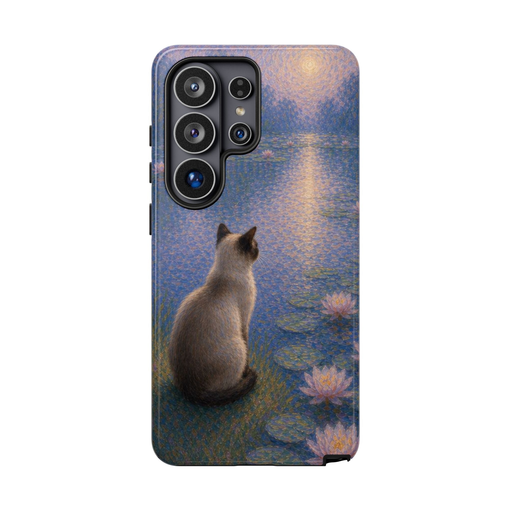 Cat Moonlight Phone Case — Serene Siamese by Lily Pond
