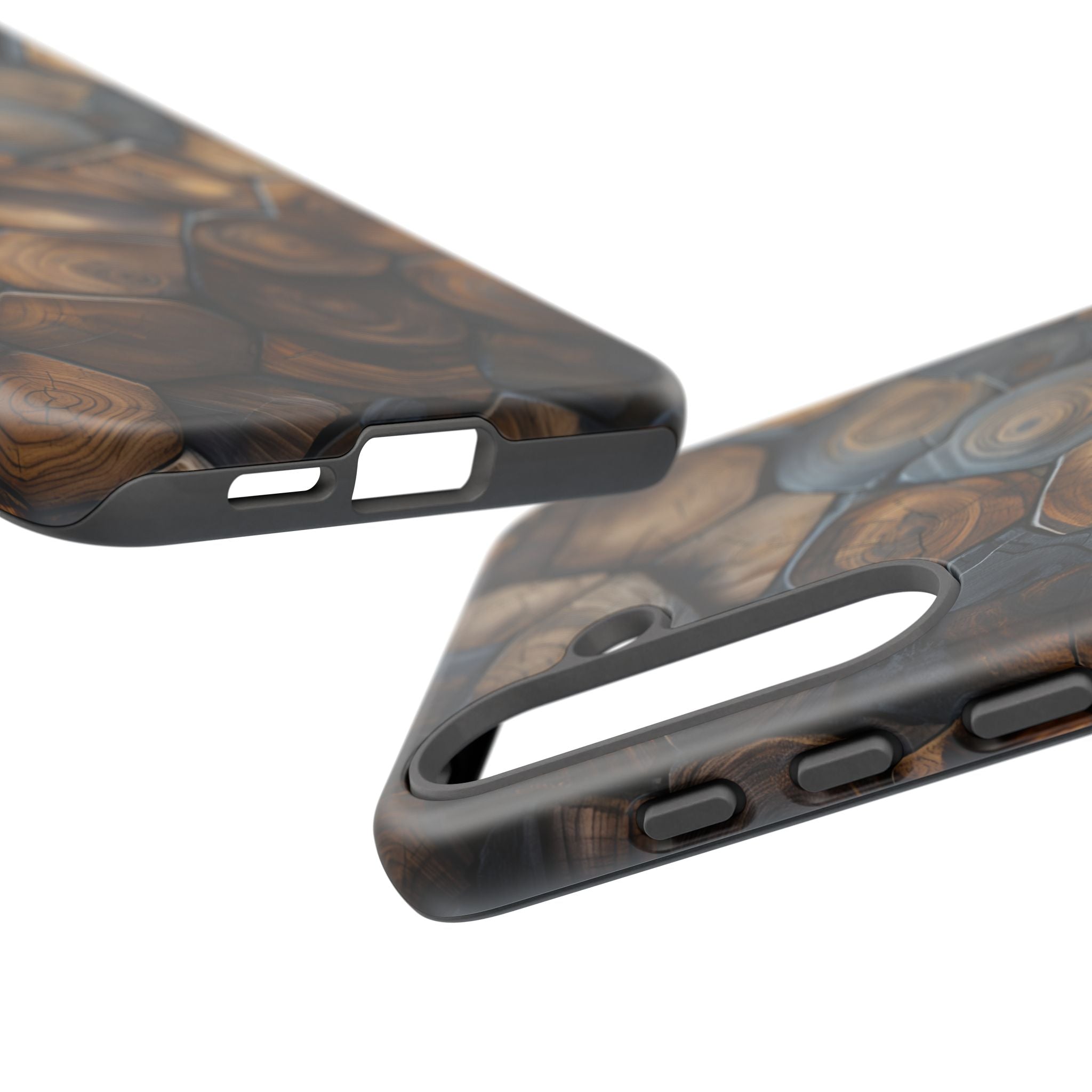 Wood Grain Hex Phone Case — Rustic Geometric iPhone Protection