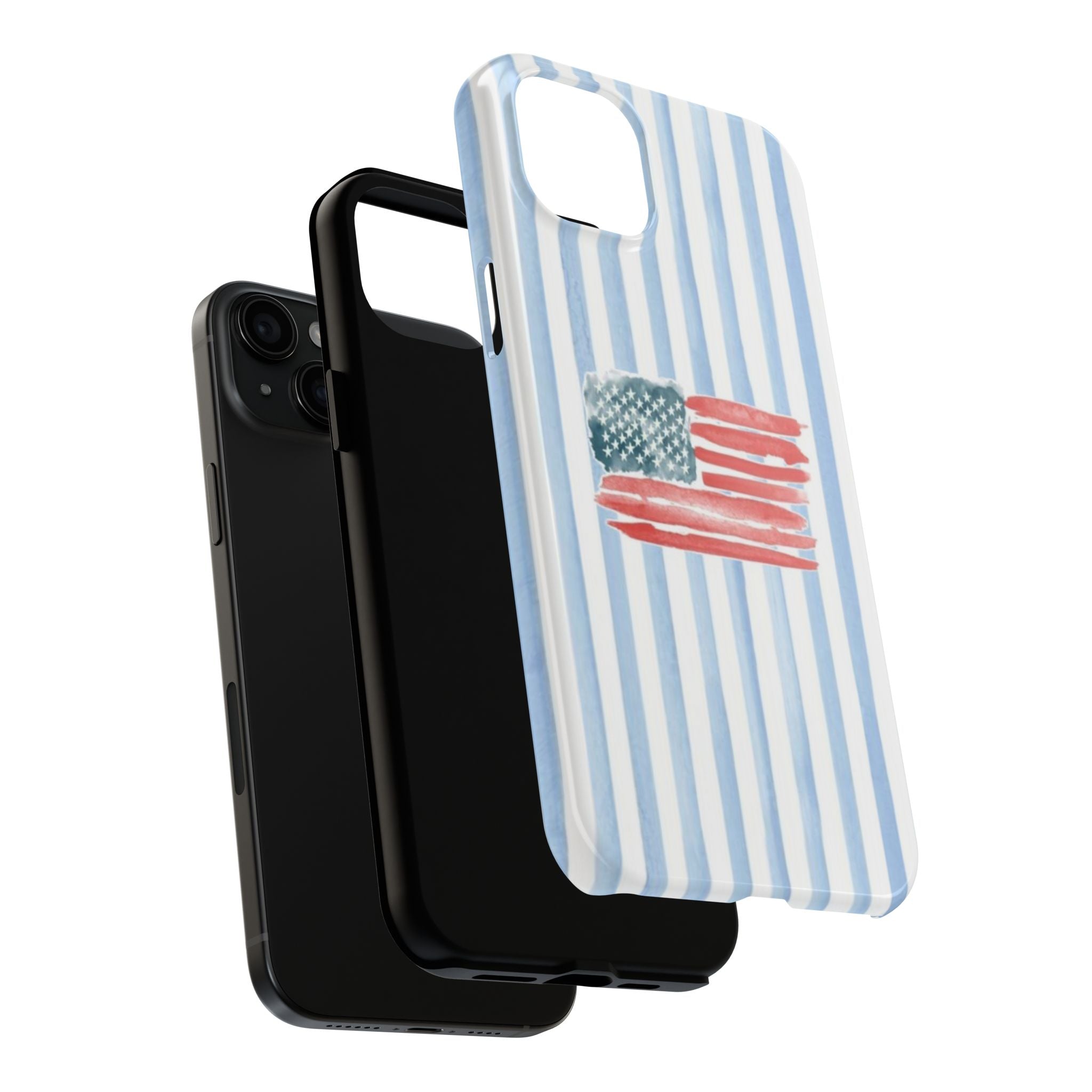 American Flag Watercolor Tough Phone Case — Blue Striped Patriotic Phone Case