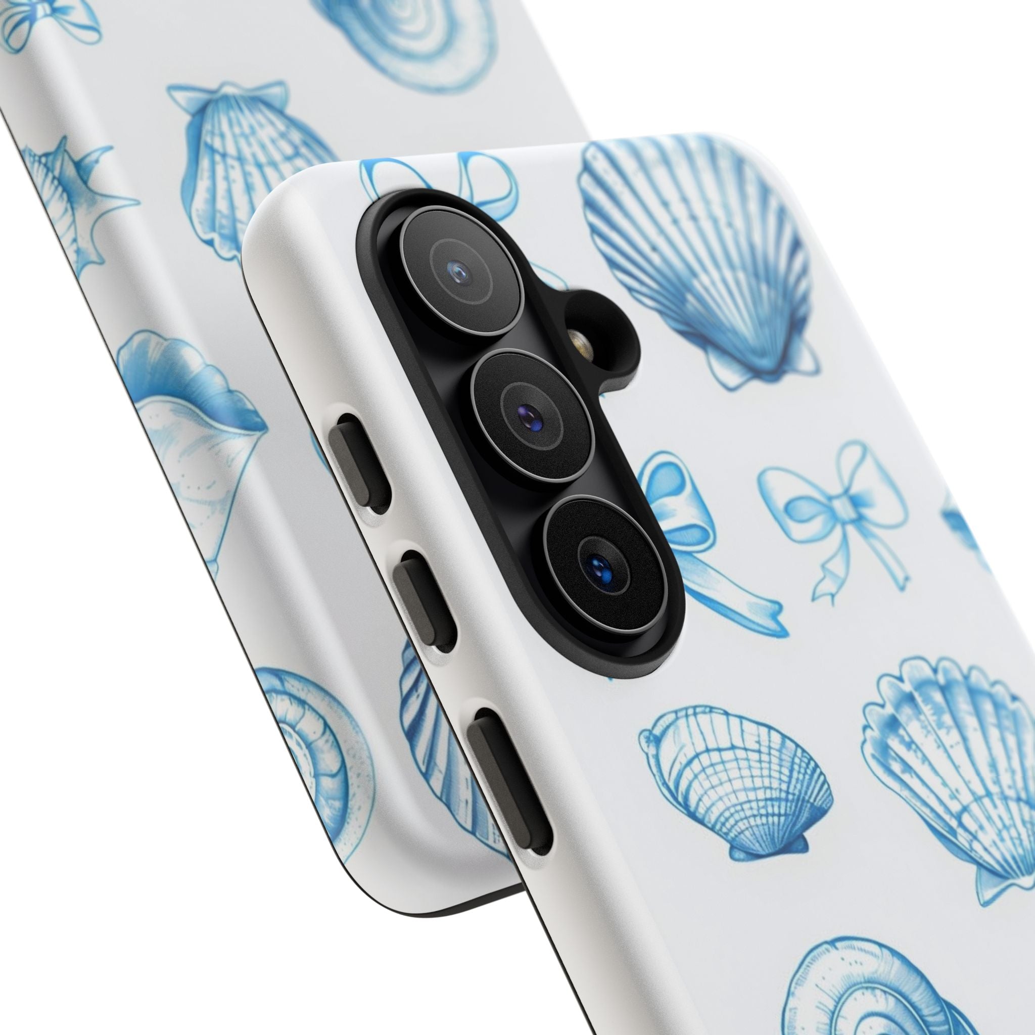 Seaside Shells Phone Case — Blue Nautical Shell & Starfish Pattern