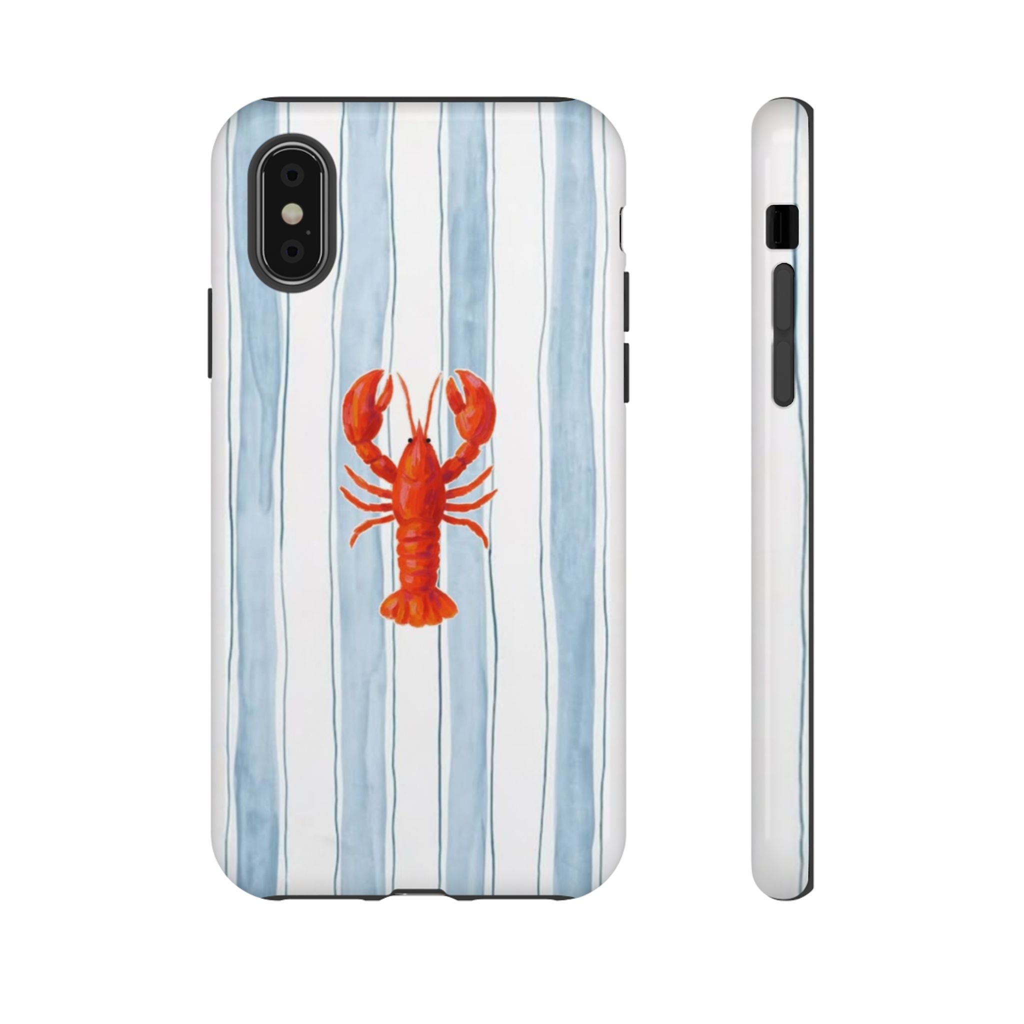 Lobster Stripe Phone Case — Nautical Blue & White Protective Cover