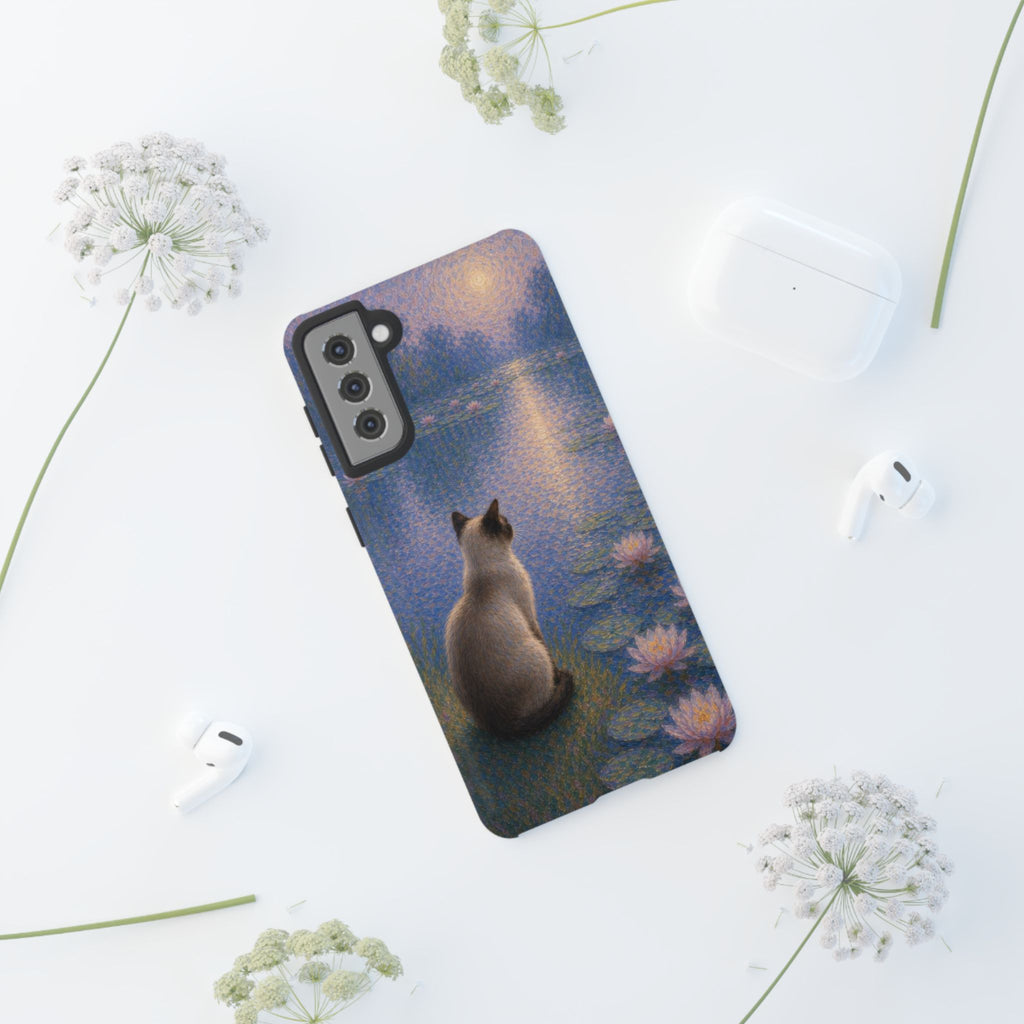 Cat Moonlight Phone Case — Serene Siamese by Lily Pond