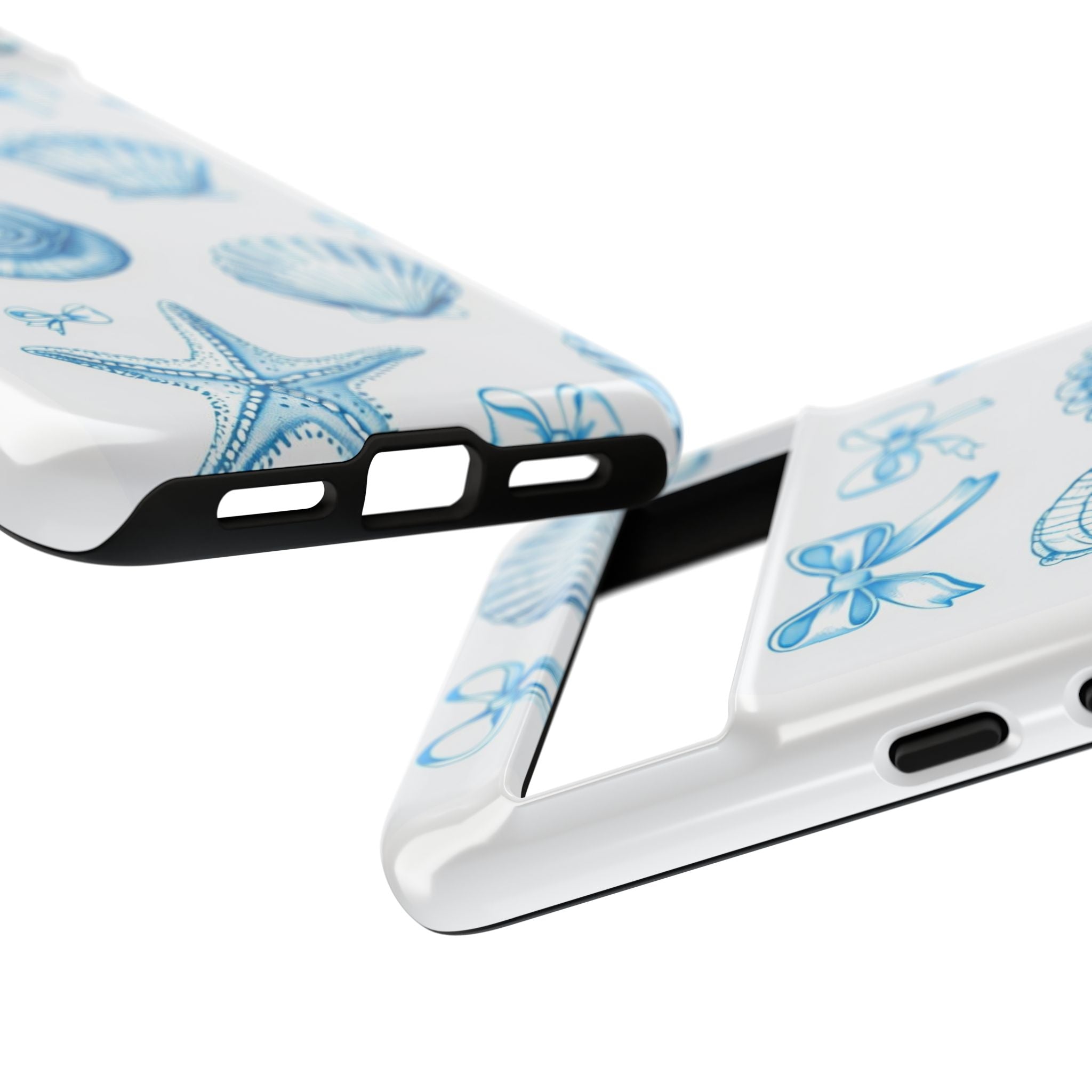 Seaside Shells Phone Case — Blue Nautical Shell & Starfish Pattern