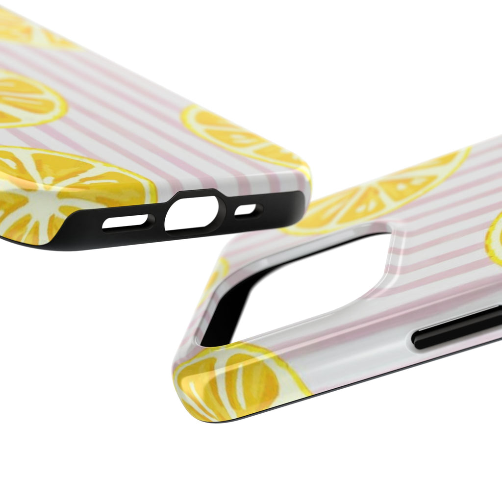 Lemon Slice Tough Phone Case — Pink Stripe Summer Protective Cover