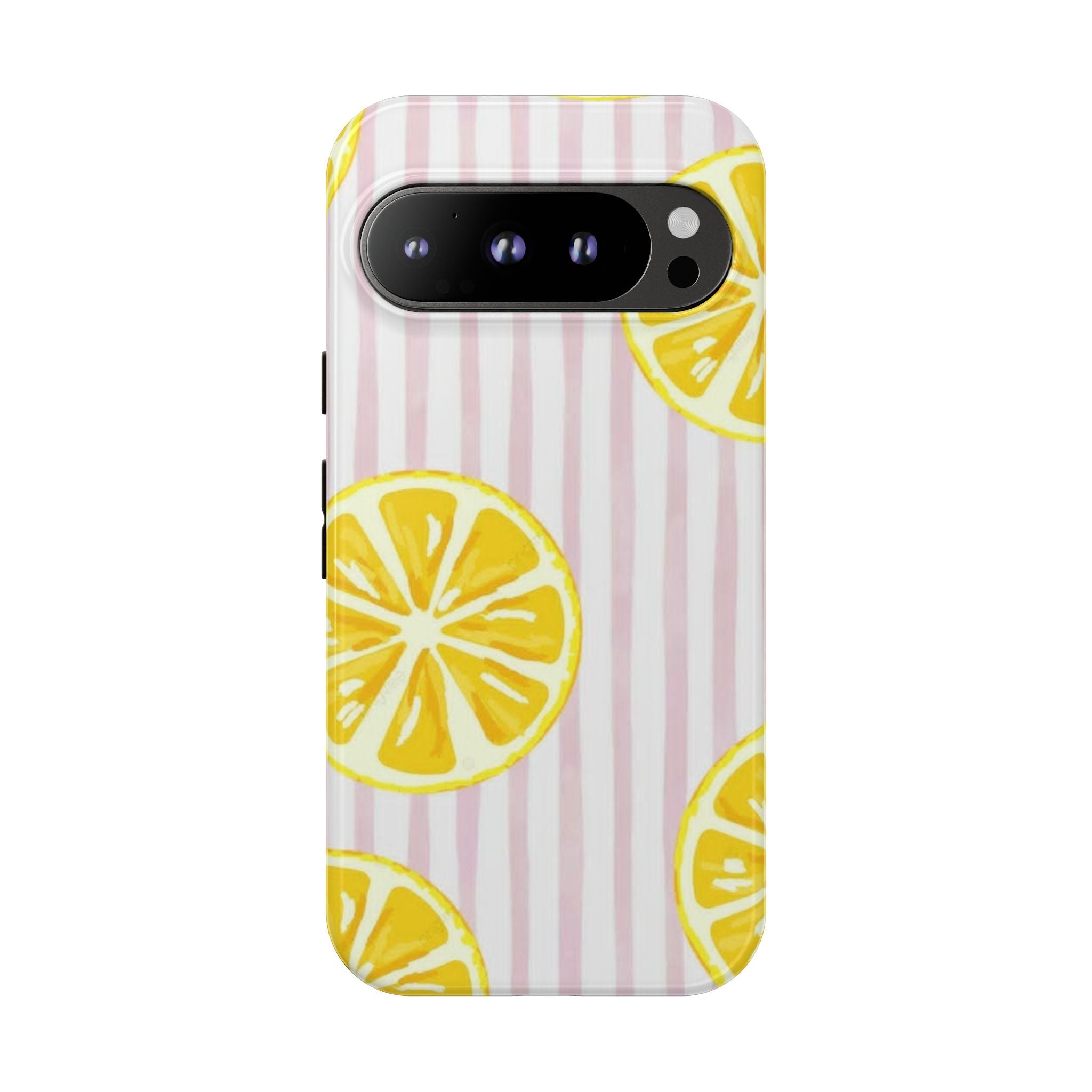 Lemon Slices Tough Case — Cute Pink Stripe Phone Cover