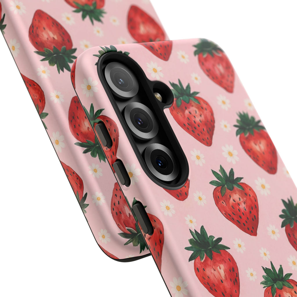 Strawberry Pattern Tough Case — Cute Pink Fruit Phone Case