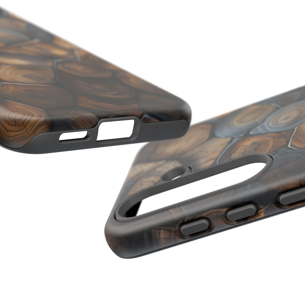 Wood Grain Hex Phone Case — Rustic Geometric iPhone Protection