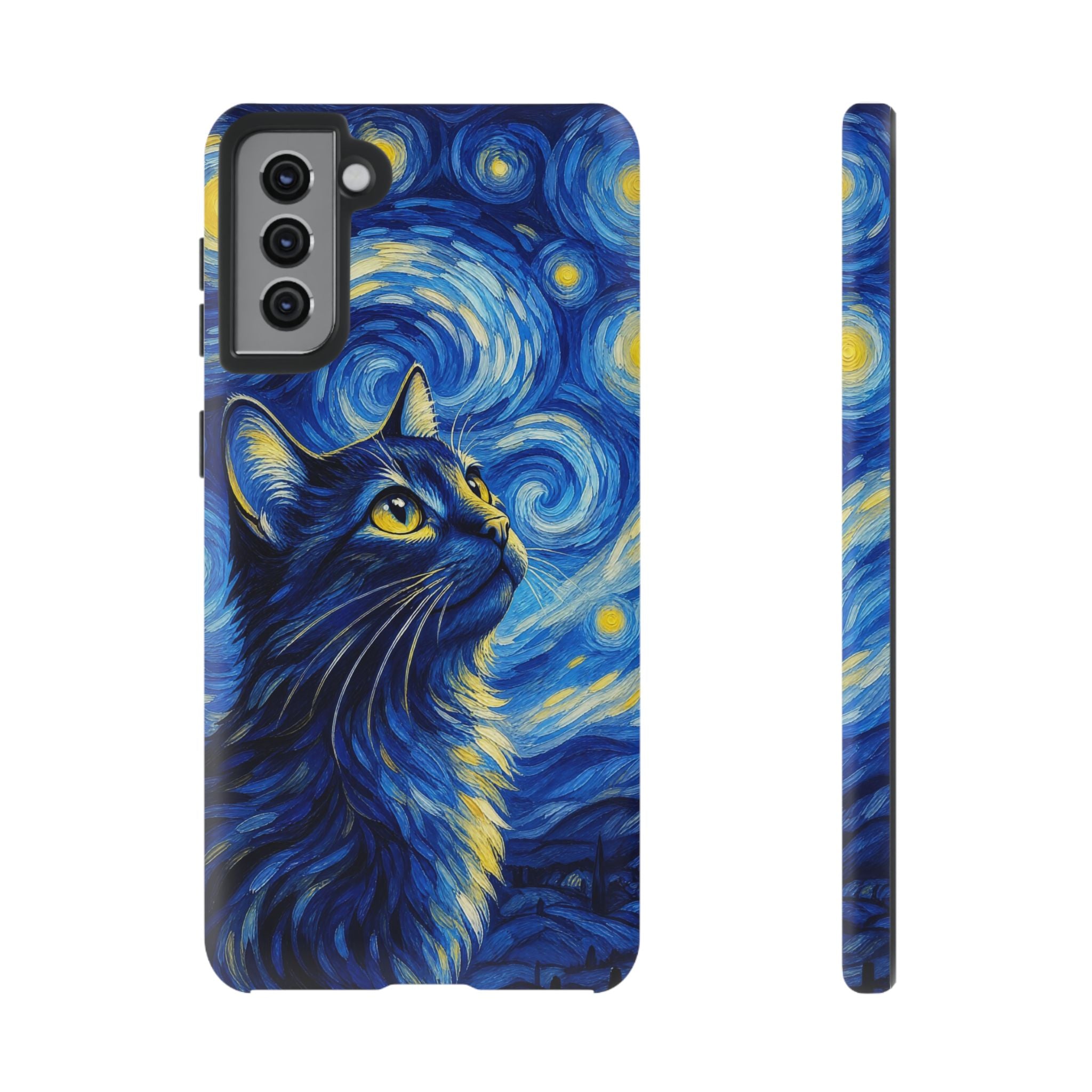 Starry Night Cat Phone Case — Van GoghStyle Blue Galaxy iPhone Cover