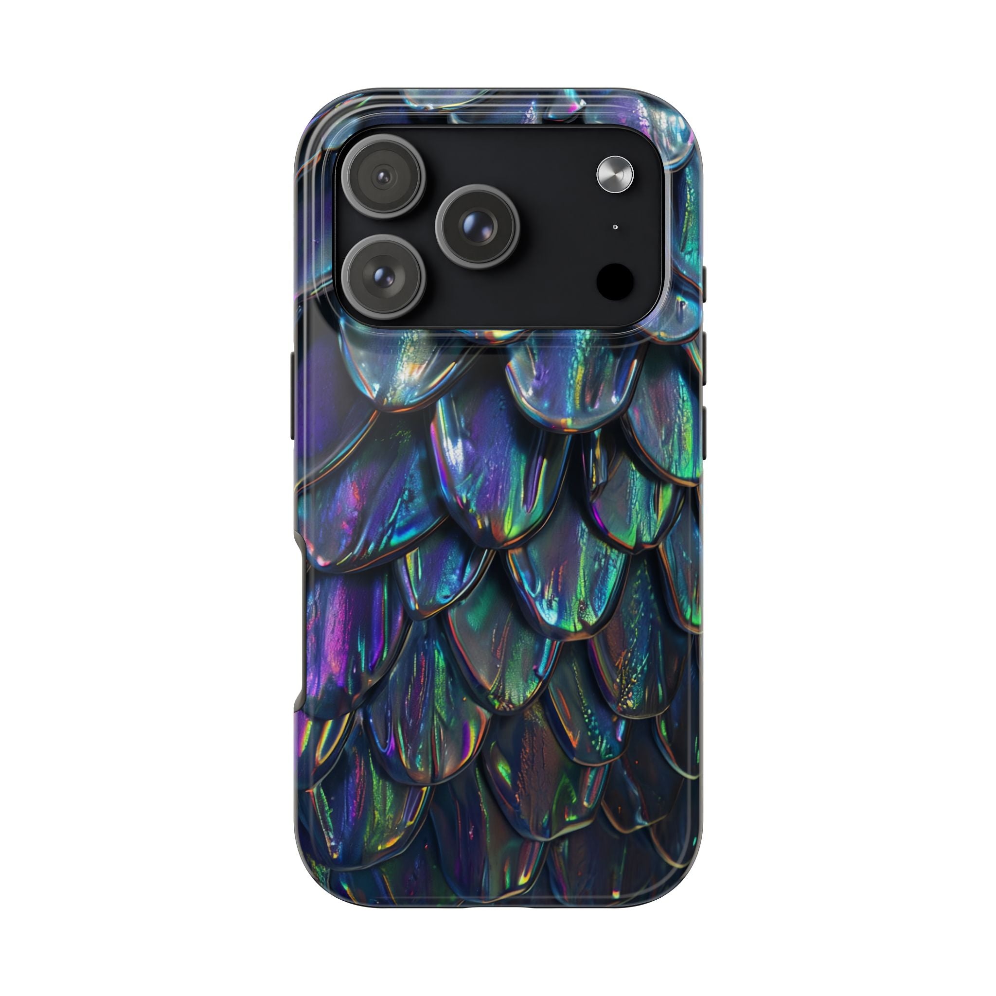 Holographic Mermaid Scale Tough Phone Case — Iridescent Protective Phone Cover