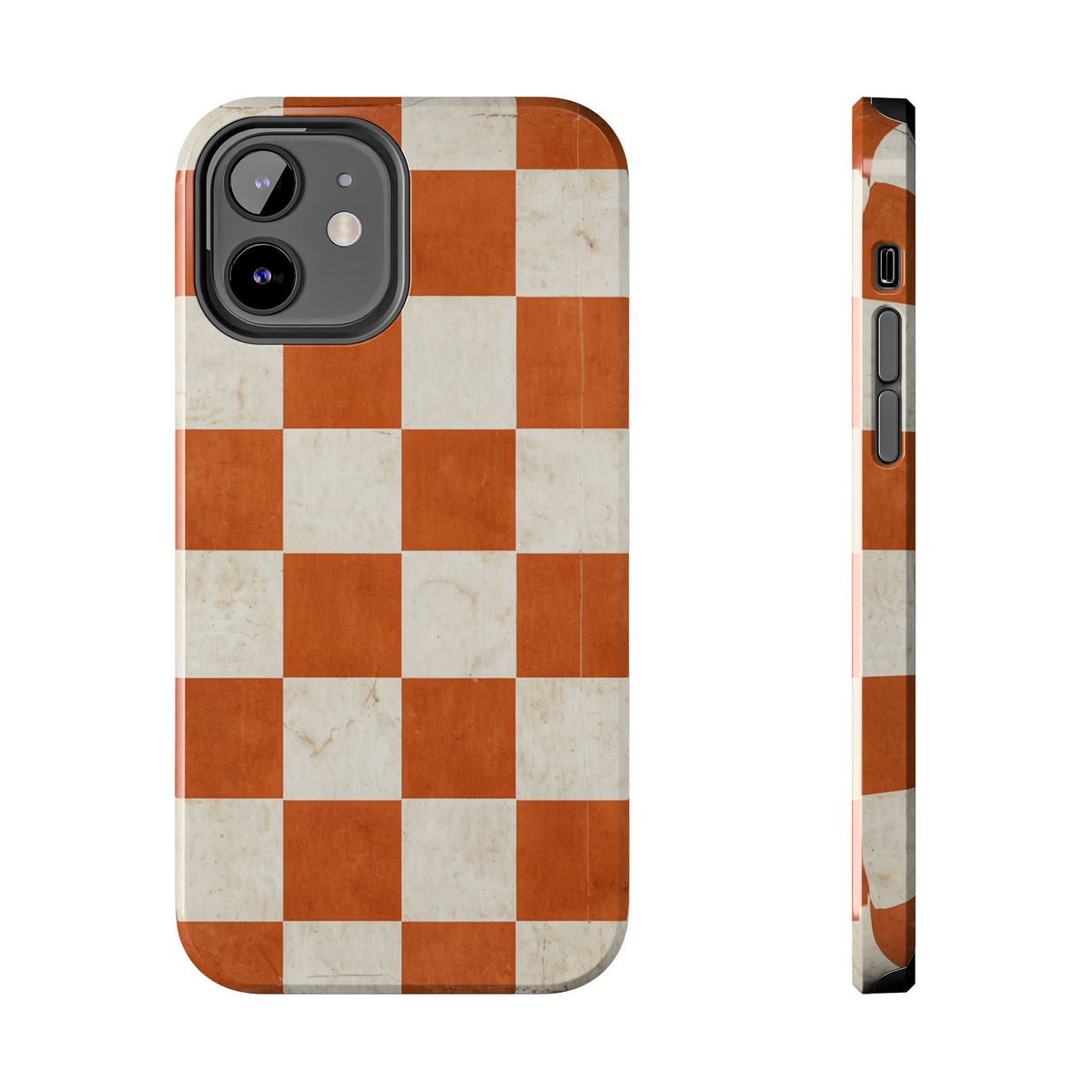 Orange and Cream Checkerboard Tough Phone Case