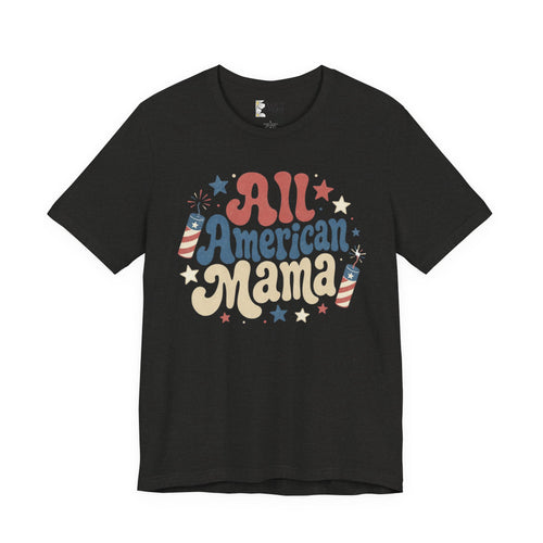 All American Mama T-Shirt – Vintage Patriotic Mom Tee (4th of July)