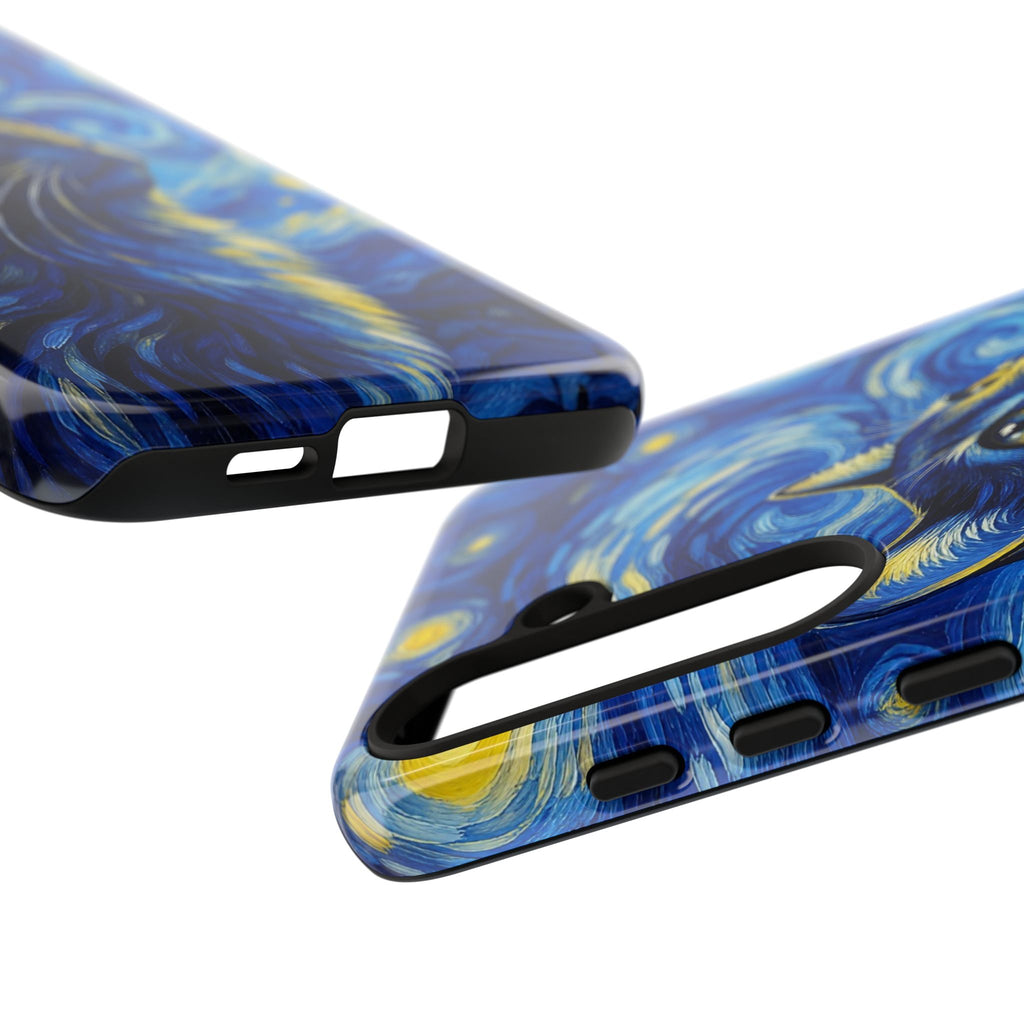 Starry Night Cat Phone Case — Van GoghStyle Blue Galaxy iPhone Cover
