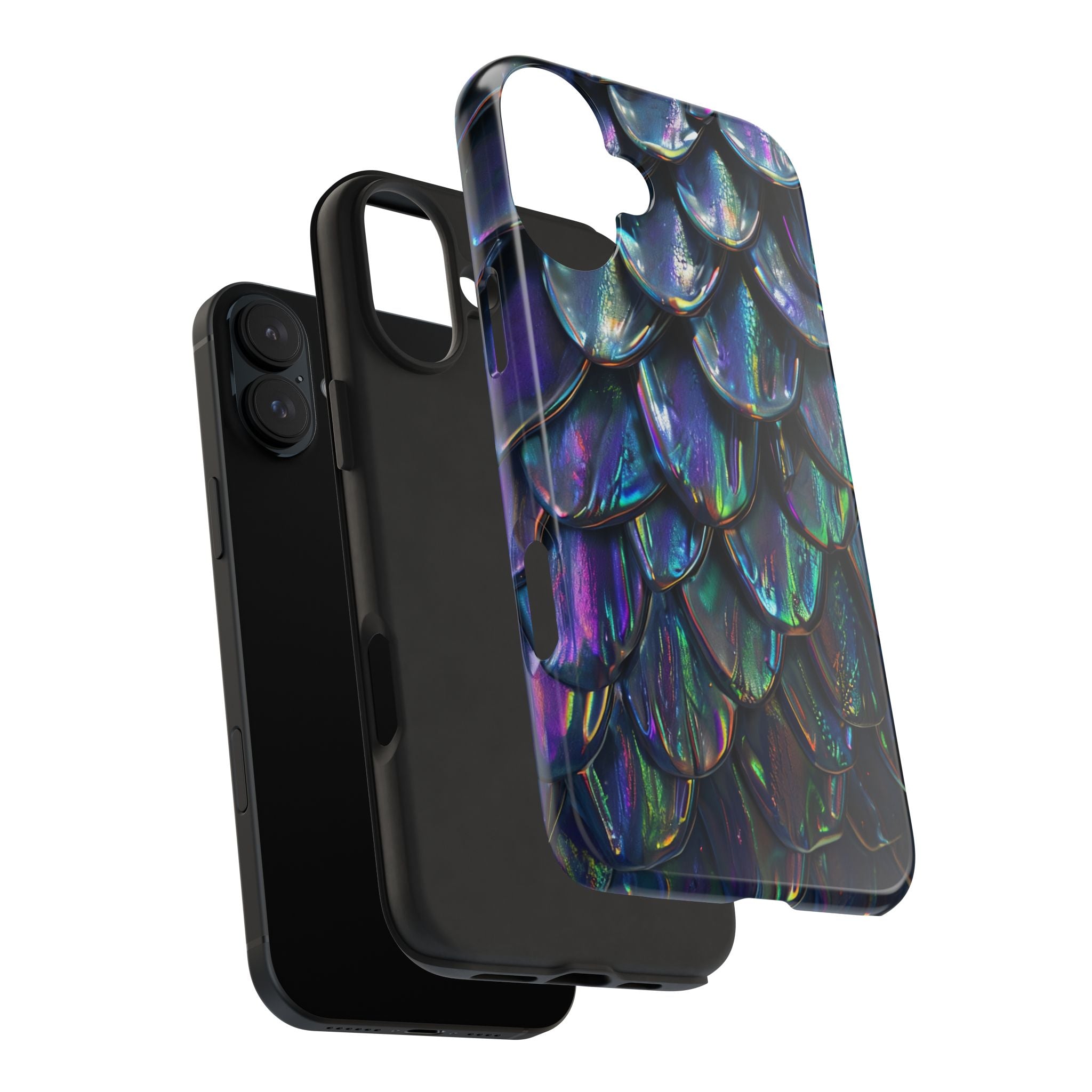 Holographic Mermaid Scale Tough Phone Case — Iridescent Protective Phone Cover