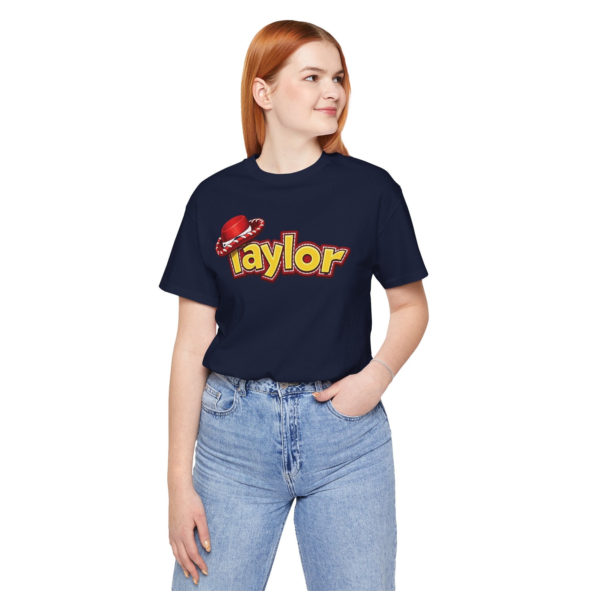 Taylor Name Tee — Retro Western Logo T-Shirt with Red Cowboy Hat