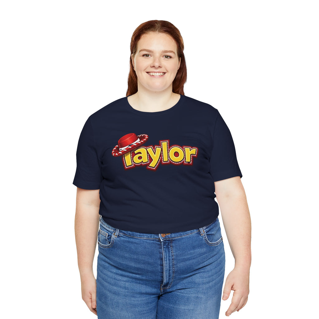 Taylor Name Tee — Retro Western Logo T-Shirt with Red Cowboy Hat