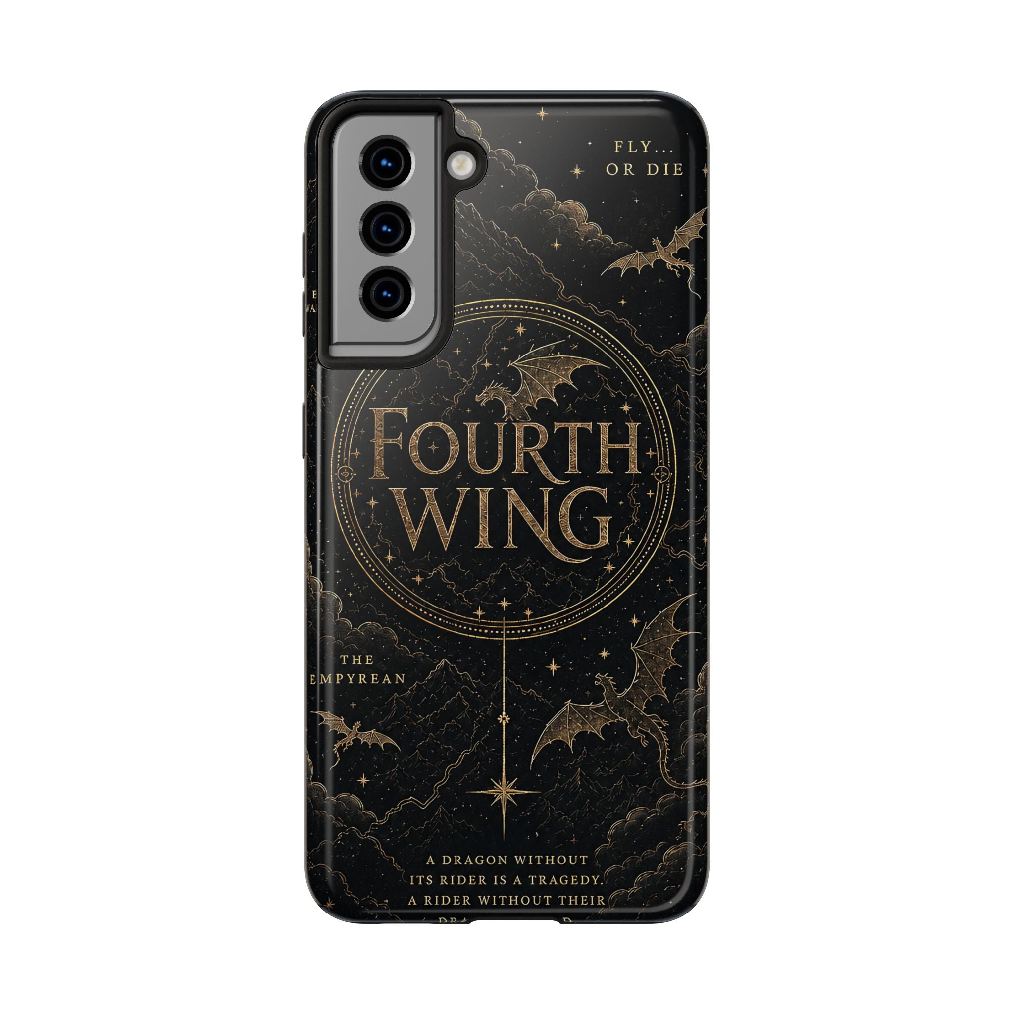 Fourth Wing Tough Phone Case — Dark Fantasy Dragon Design, 'Fly or Die' Quote