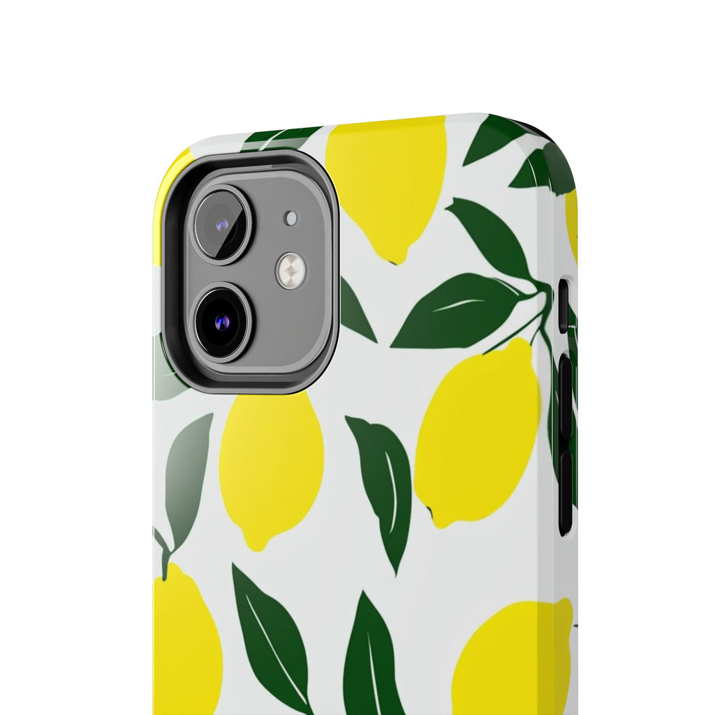 Lemon Pattern Tough Phone Case — Bright Citrus Protective Phone Cover
