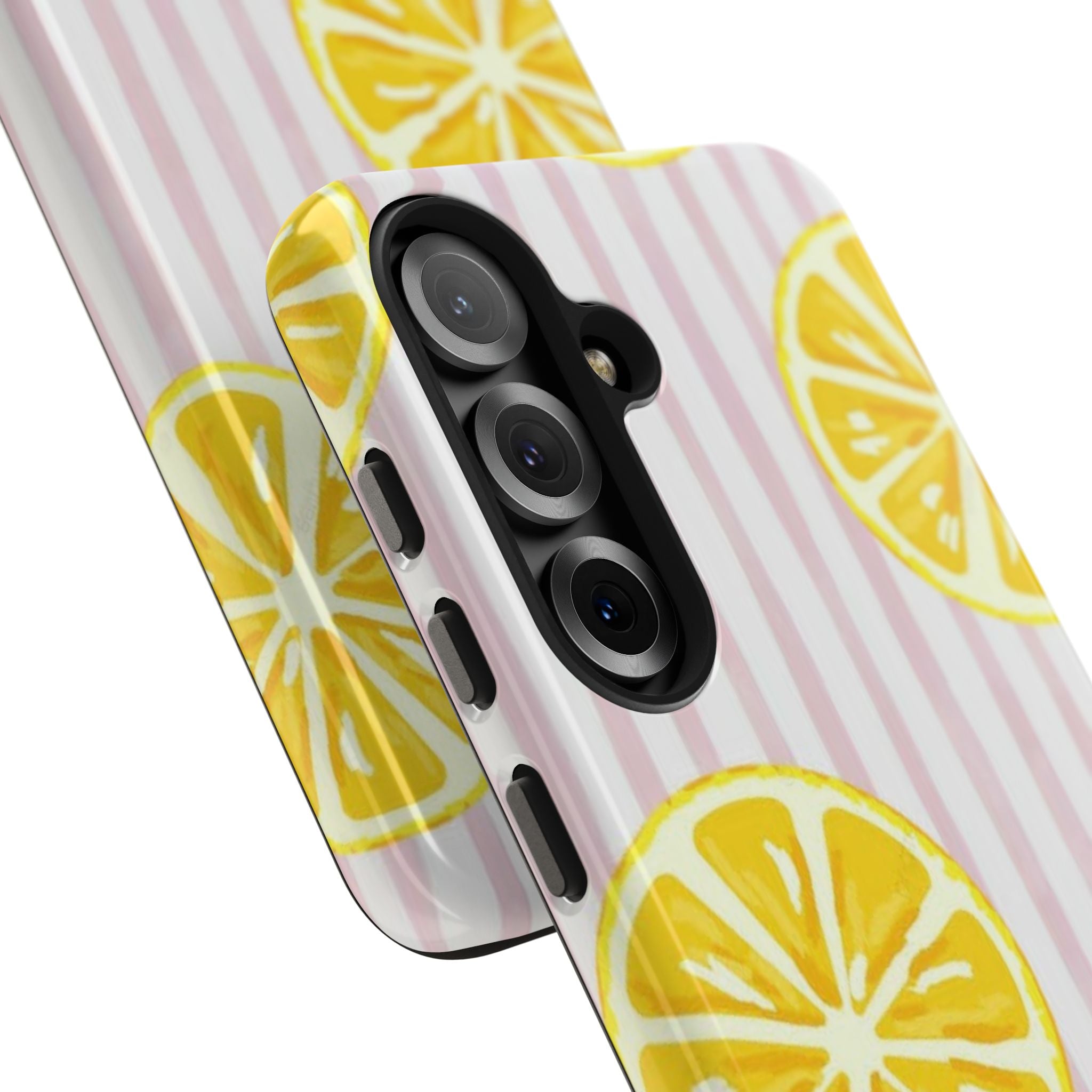 Lemon Slice Tough Phone Case — Pink Stripe Summer Protective Cover