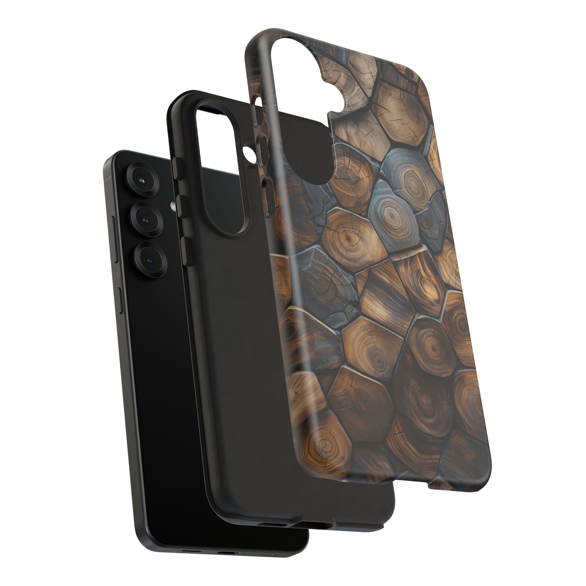 Wood Grain Hex Phone Case — Rustic Geometric iPhone Protection